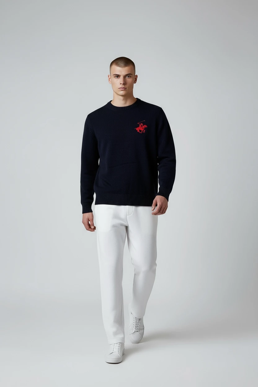 POL DESEN NAKIŞ İŞLEME ERKEK TRİKO KAZAK