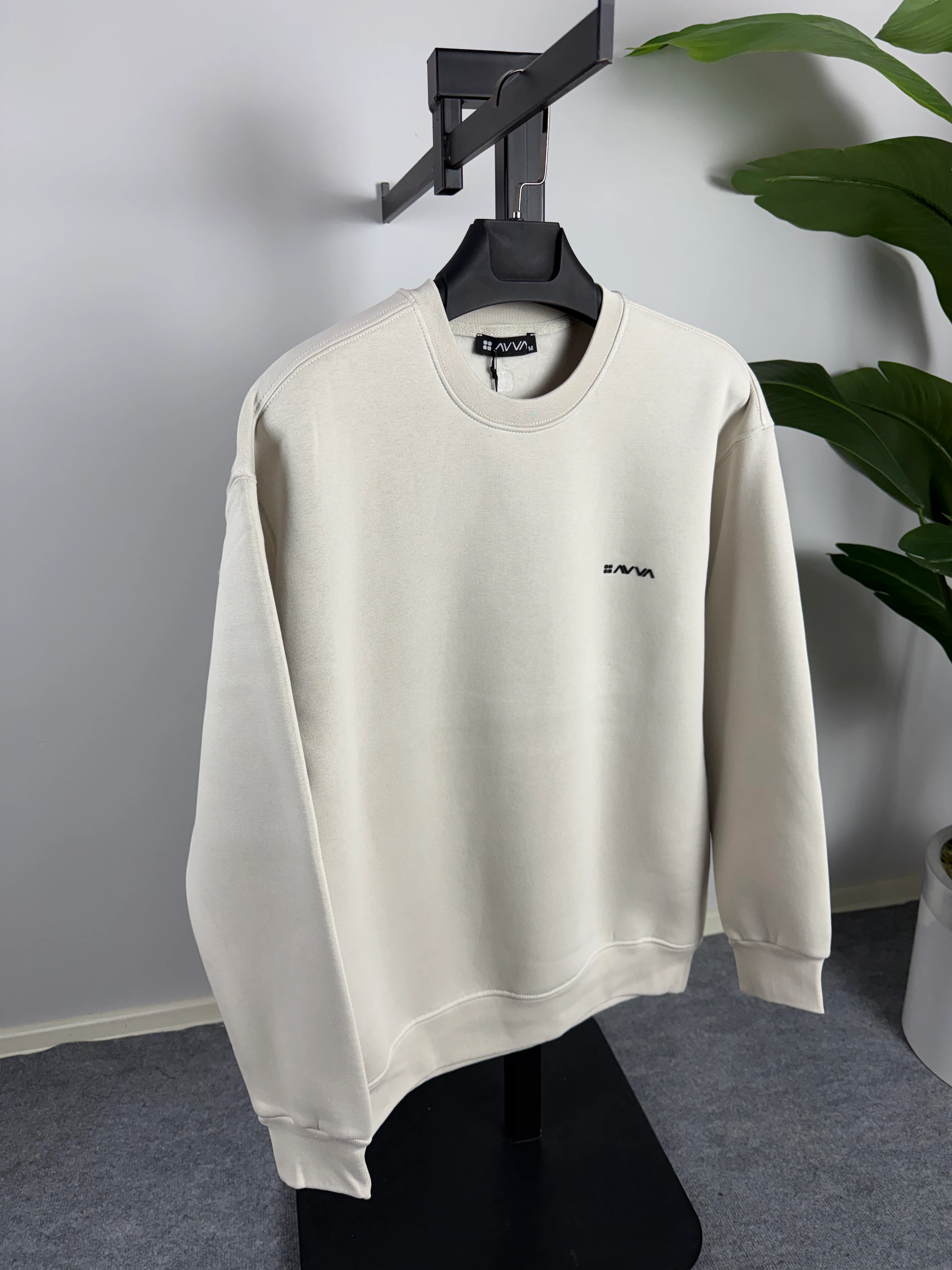 AVV Enjeksiyon Baskı Oversize Sweat Üçiplik Şardonlu Bej Renk