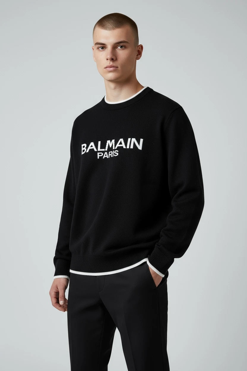 BALMAIN SİYAH ERKEK TRİKO KAZAK