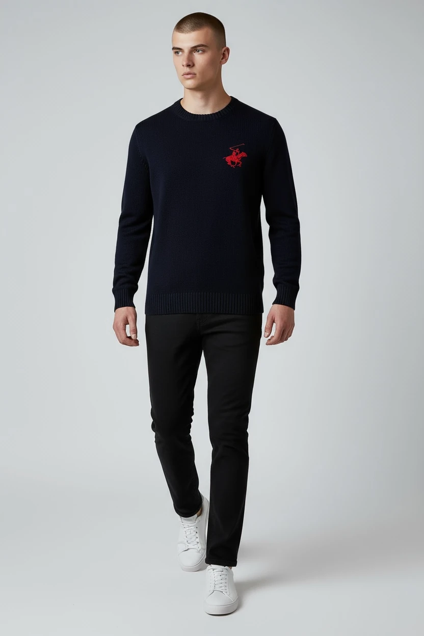 POL DESEN NAKIŞ İŞLEME ERKEK TRİKO KAZAK