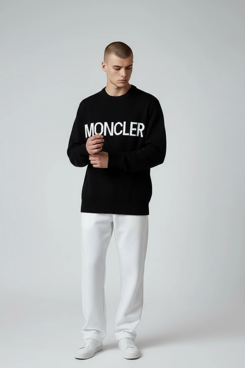 BEYAZ YAZILI SİYAH ERKEK TRİKO KAZAK