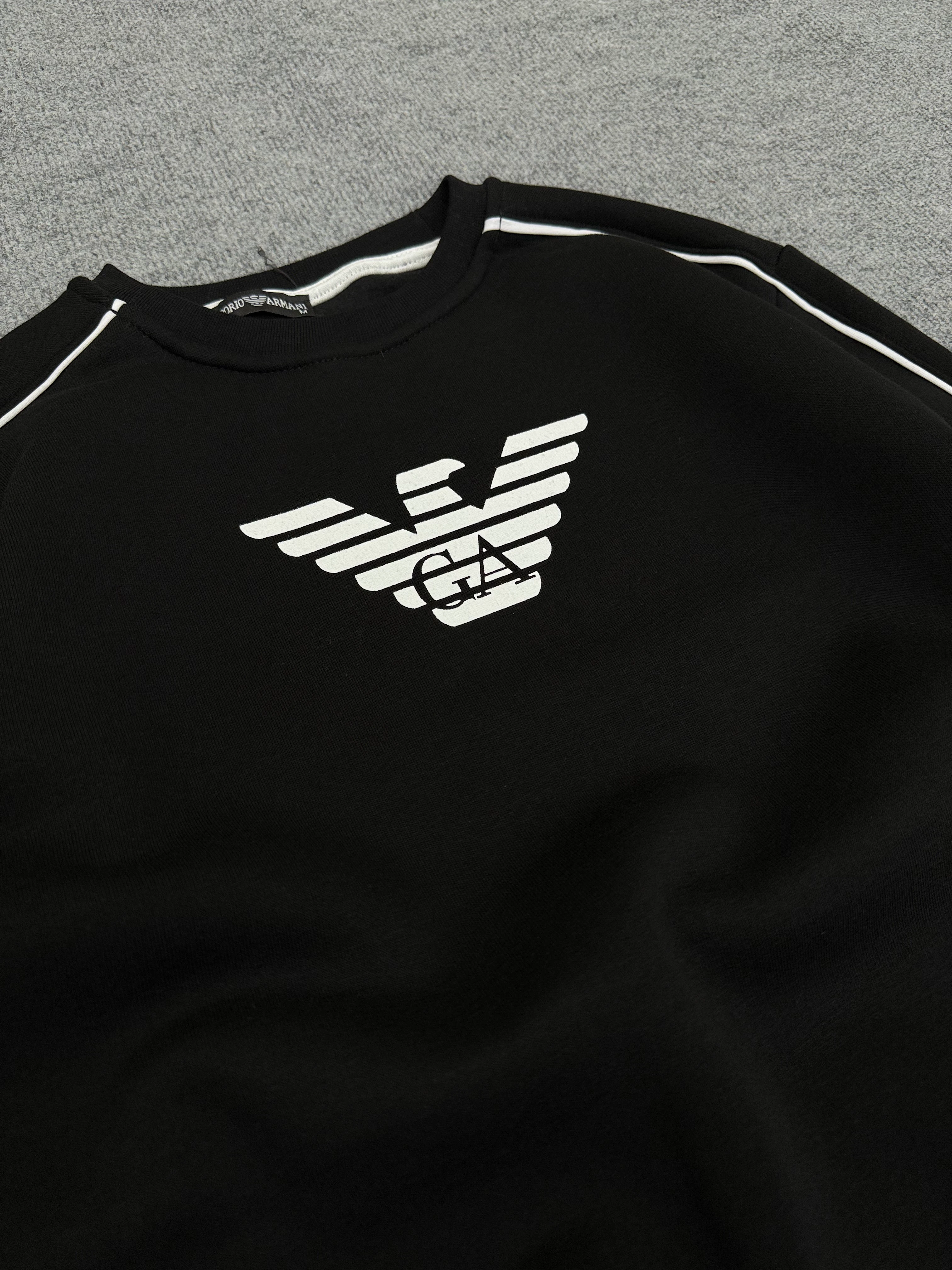 AR Siyah Erkek Sweat Üçiplik Şardonlu