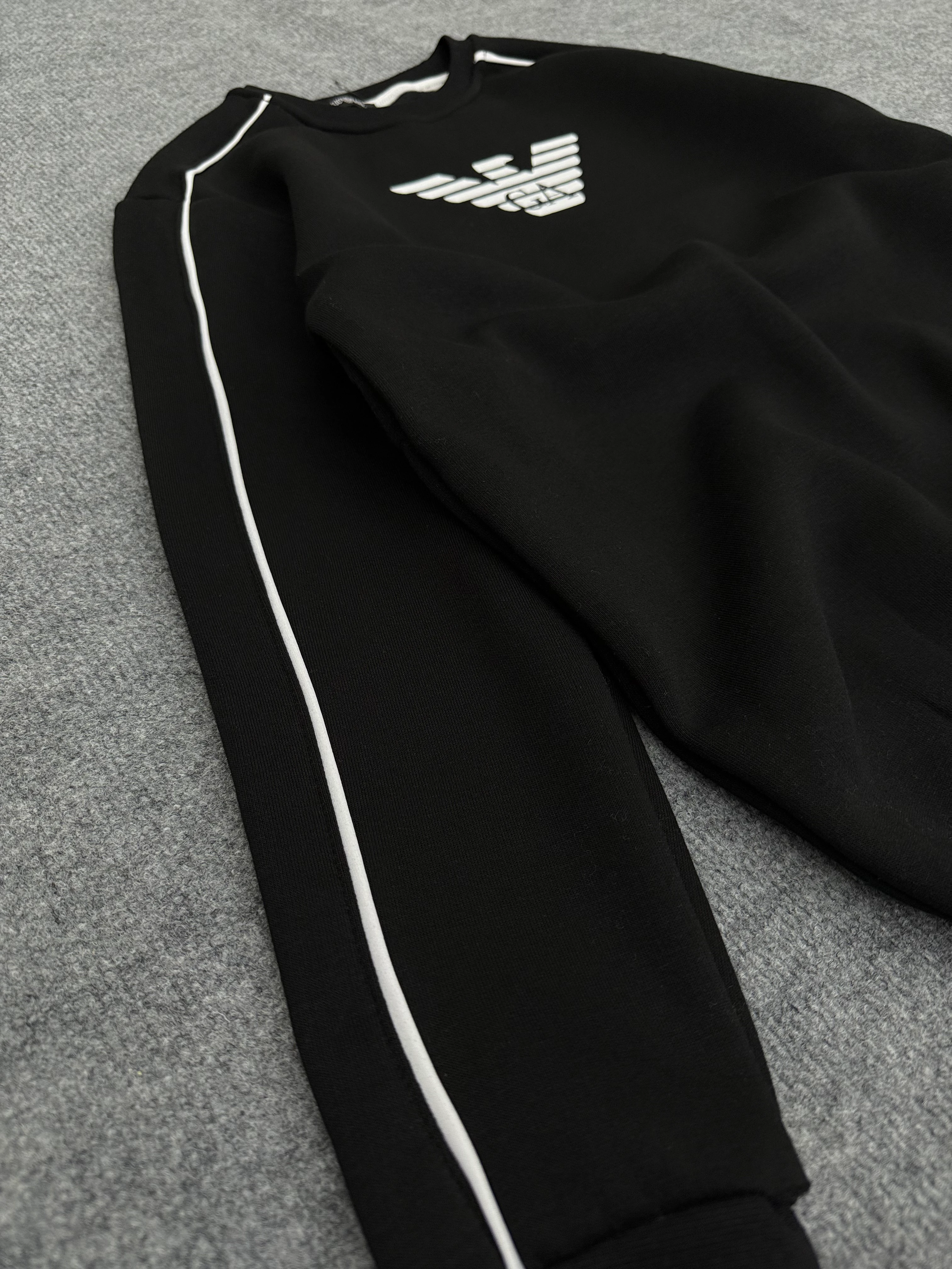 AR Siyah Erkek Sweat Üçiplik Şardonlu