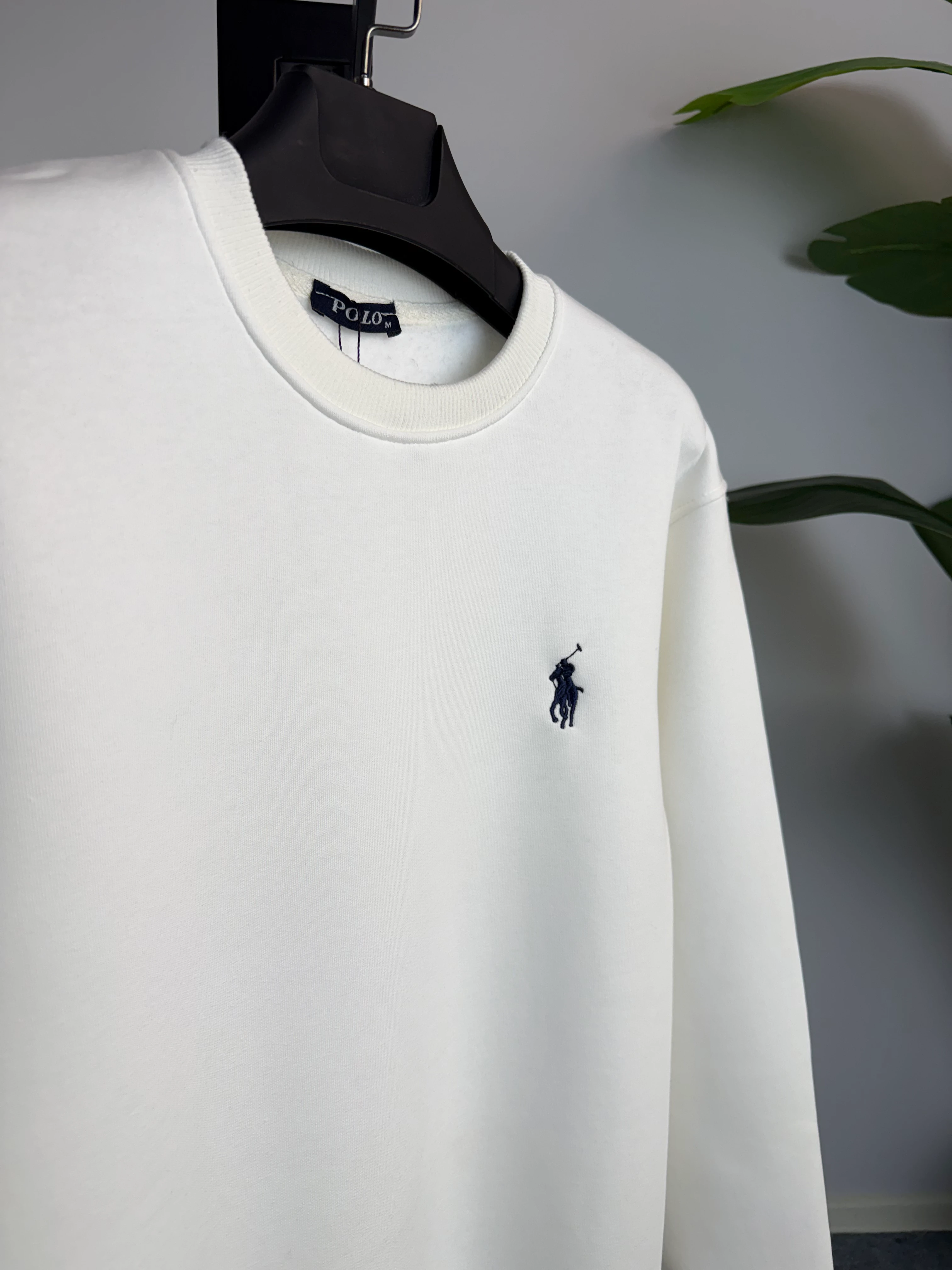 PL Nakışlı Beyaz Üçiplik Şardonlu Erkek Sweat