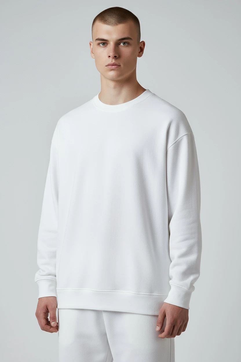 BEYAZ BASIC ÜÇİPLİK ŞARDONLU SWEAT