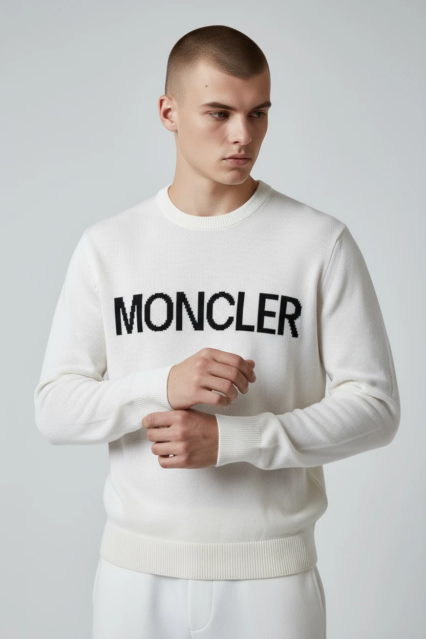 SİYAH YAZILI BEYAZ ERKEK TRİKO KAZAK