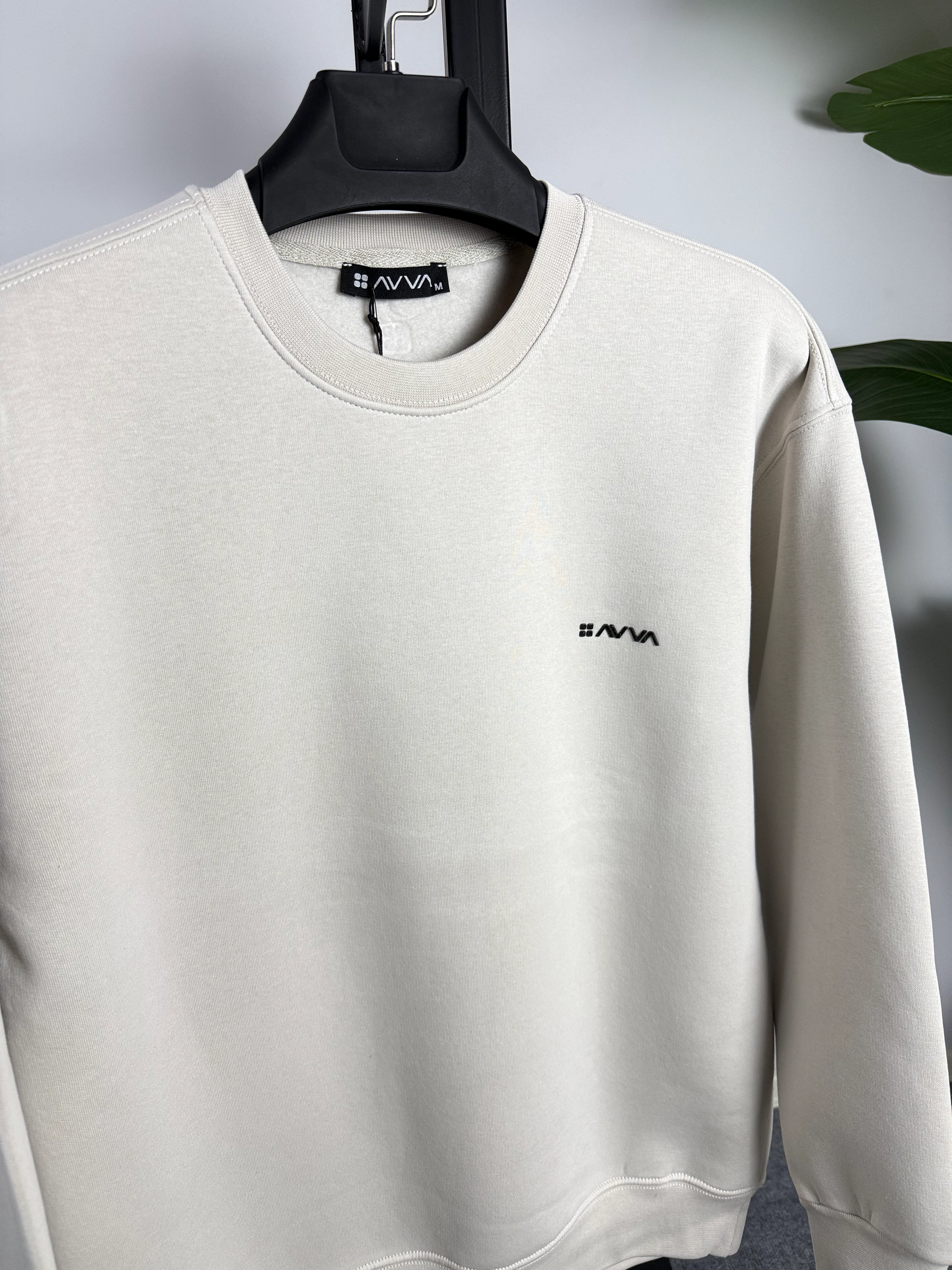 AVV Enjeksiyon Baskı Oversize Sweat Üçiplik Şardonlu Bej Renk