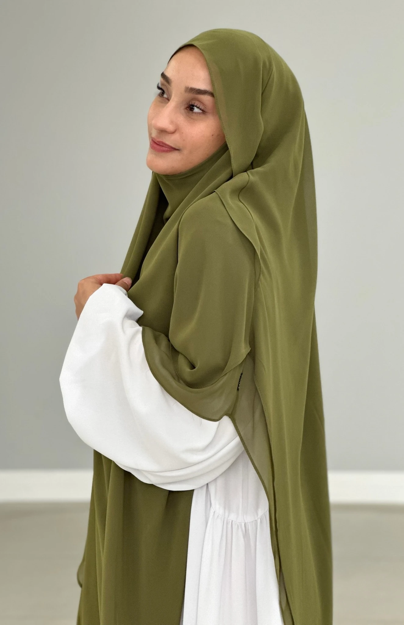 GÖLGELİ ŞİFON SUFLE UZUN YAĞ YEŞİLİ