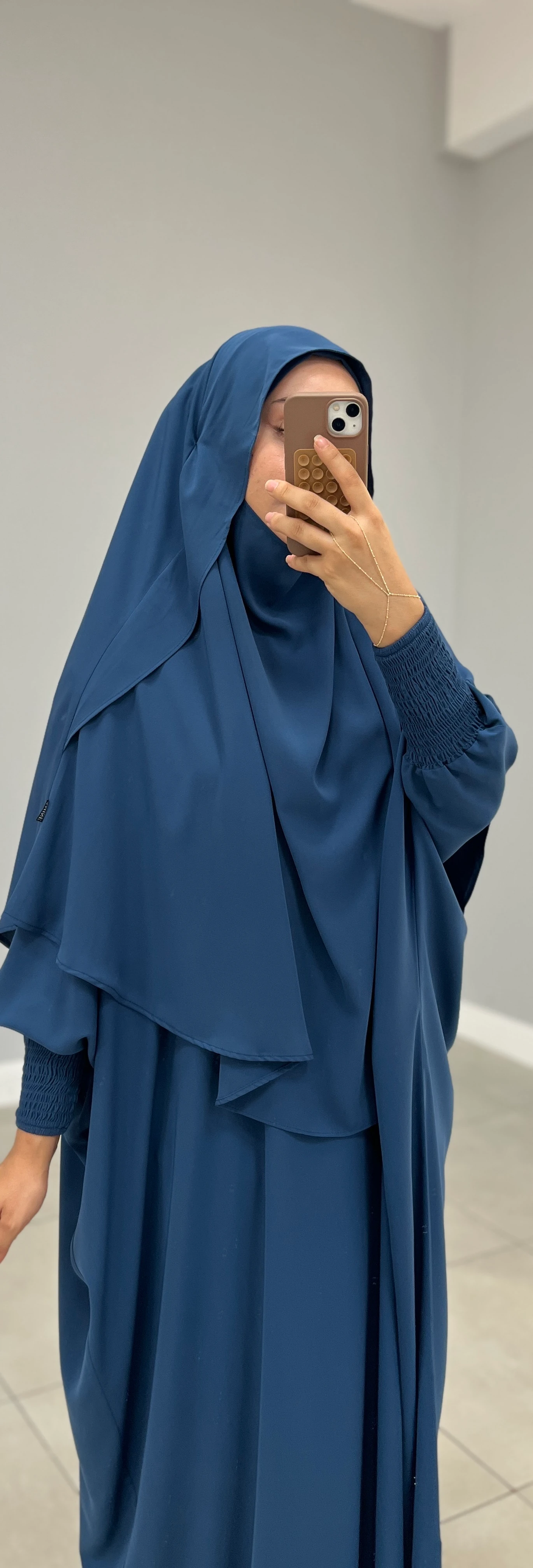 GÖLGELİ MEDİNE İPEĞİ SUFLE ORTA OVAL MAVİ