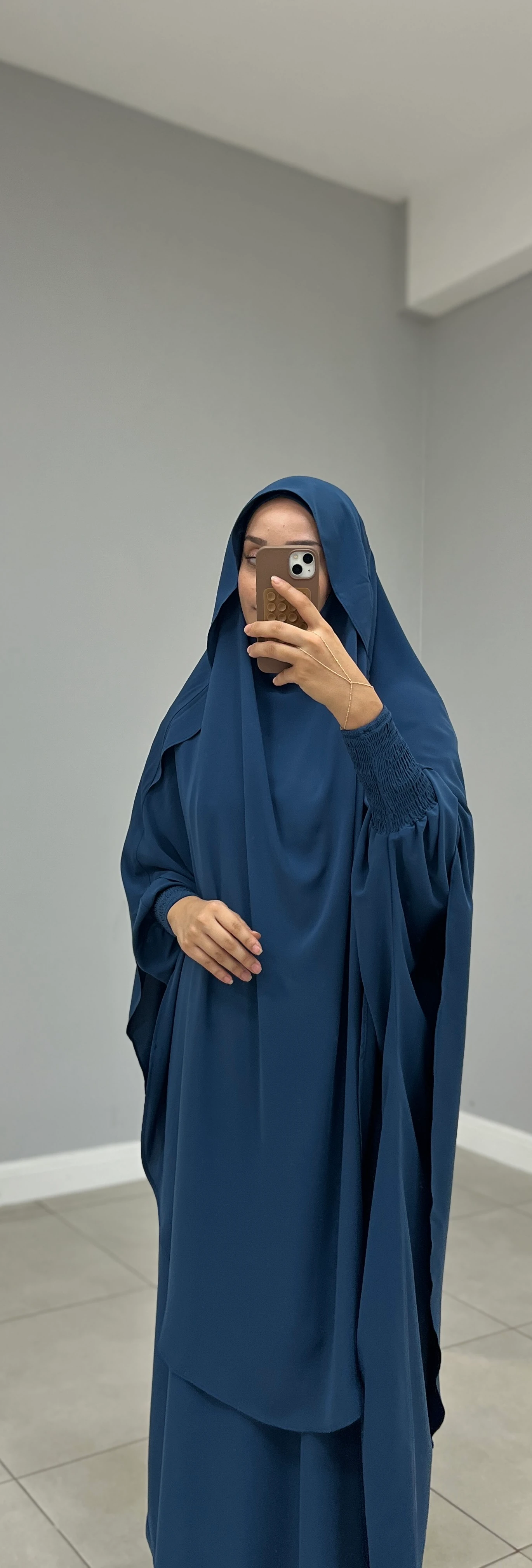 GÖLGELİ TAKVA SUFLE MEDİNE İPEĞİ MAVİ 