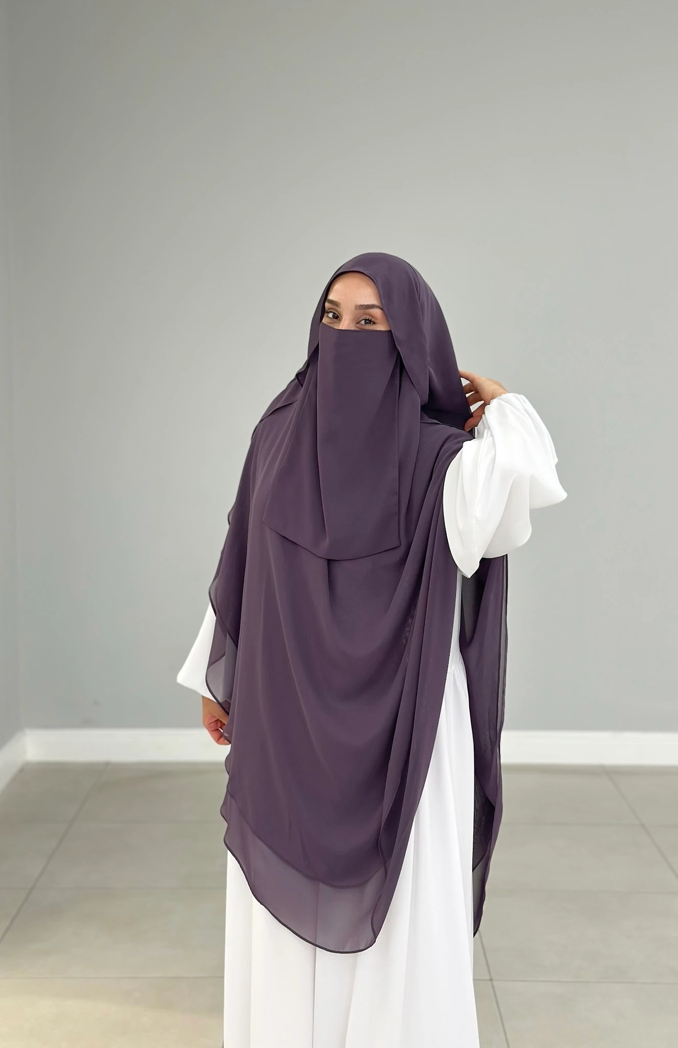 GÖLGELİ ŞİFON SUFLE UZUN MOR 