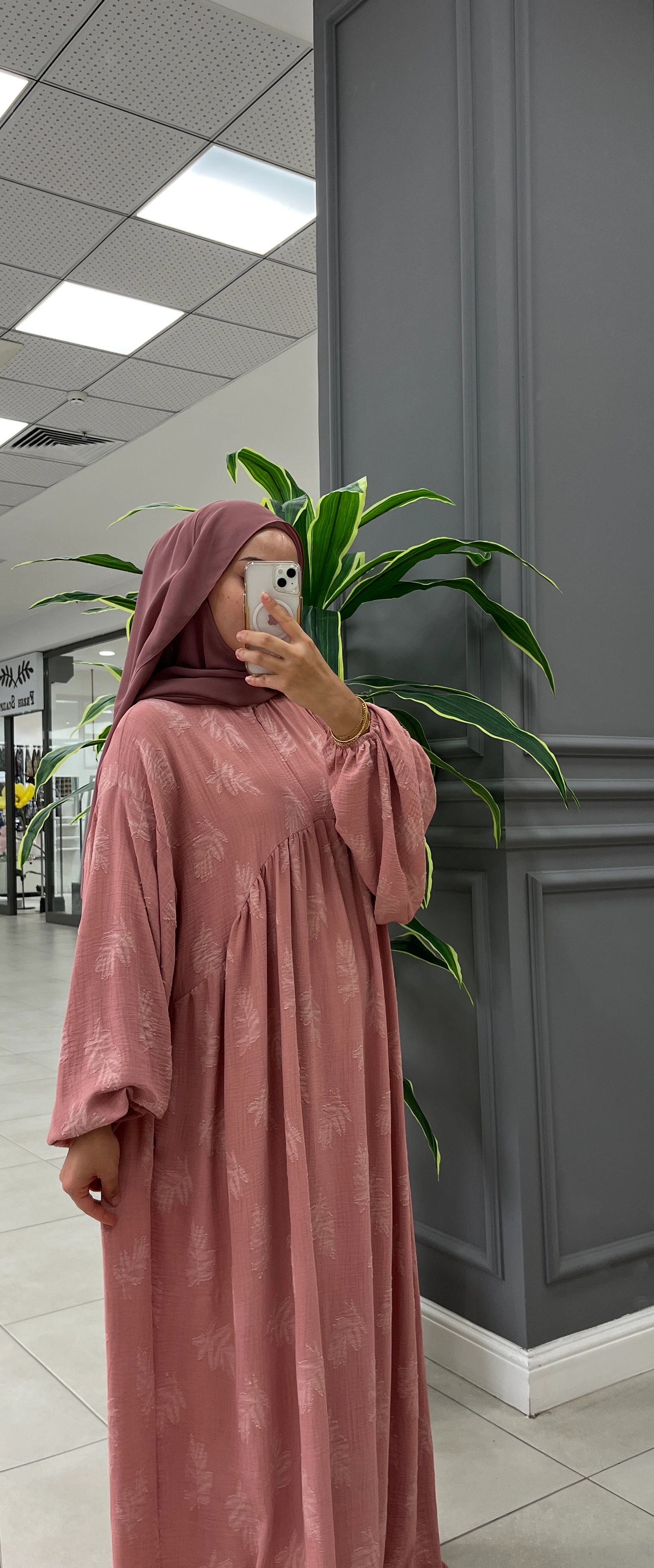 VERA DESENLİ ELBİSE PUDRA PEMBE