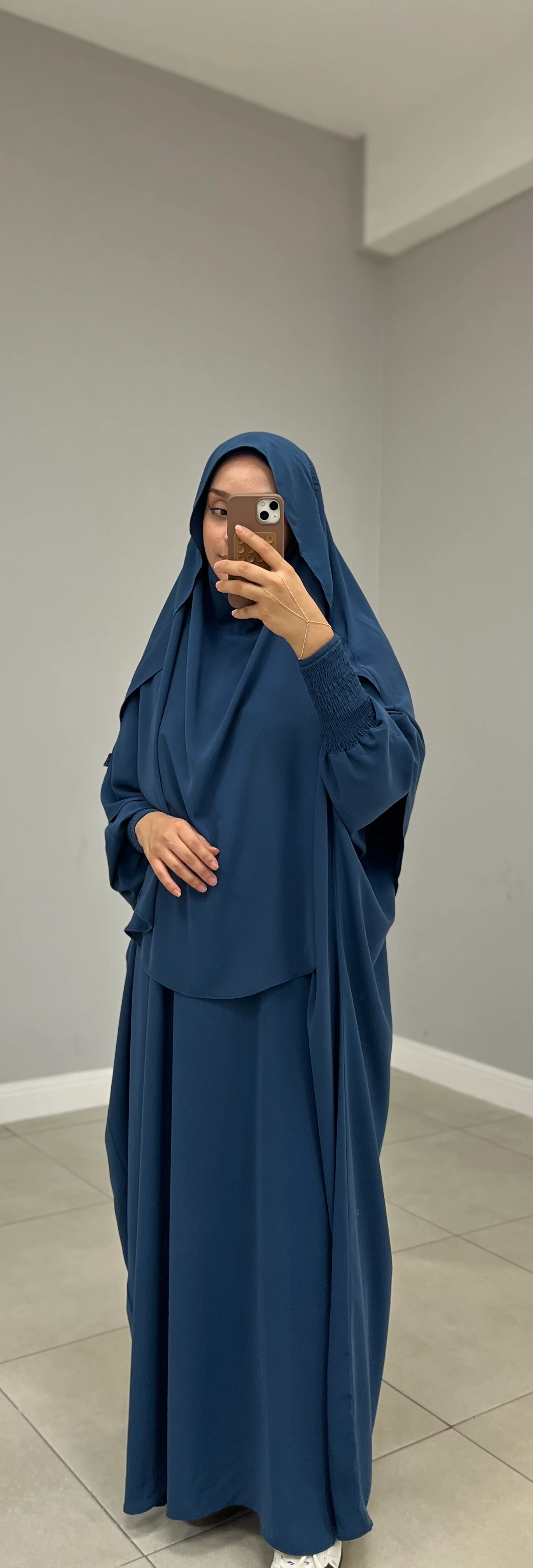 GÖLGELİ MEDİNE İPEĞİ SUFLE ORTA OVAL MAVİ