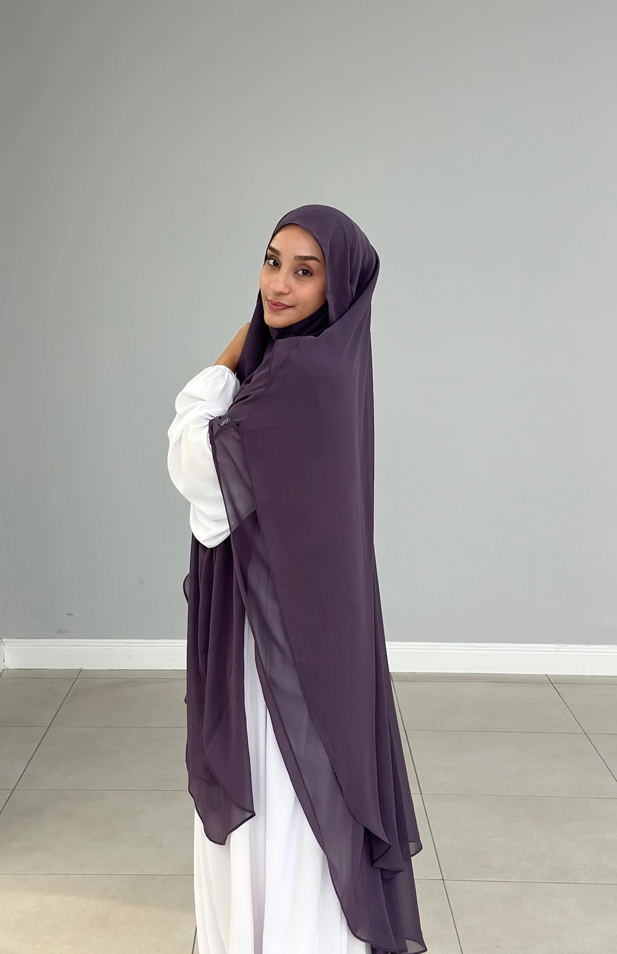 GÖLGELİ ŞİFON SUFLE UZUN MOR 