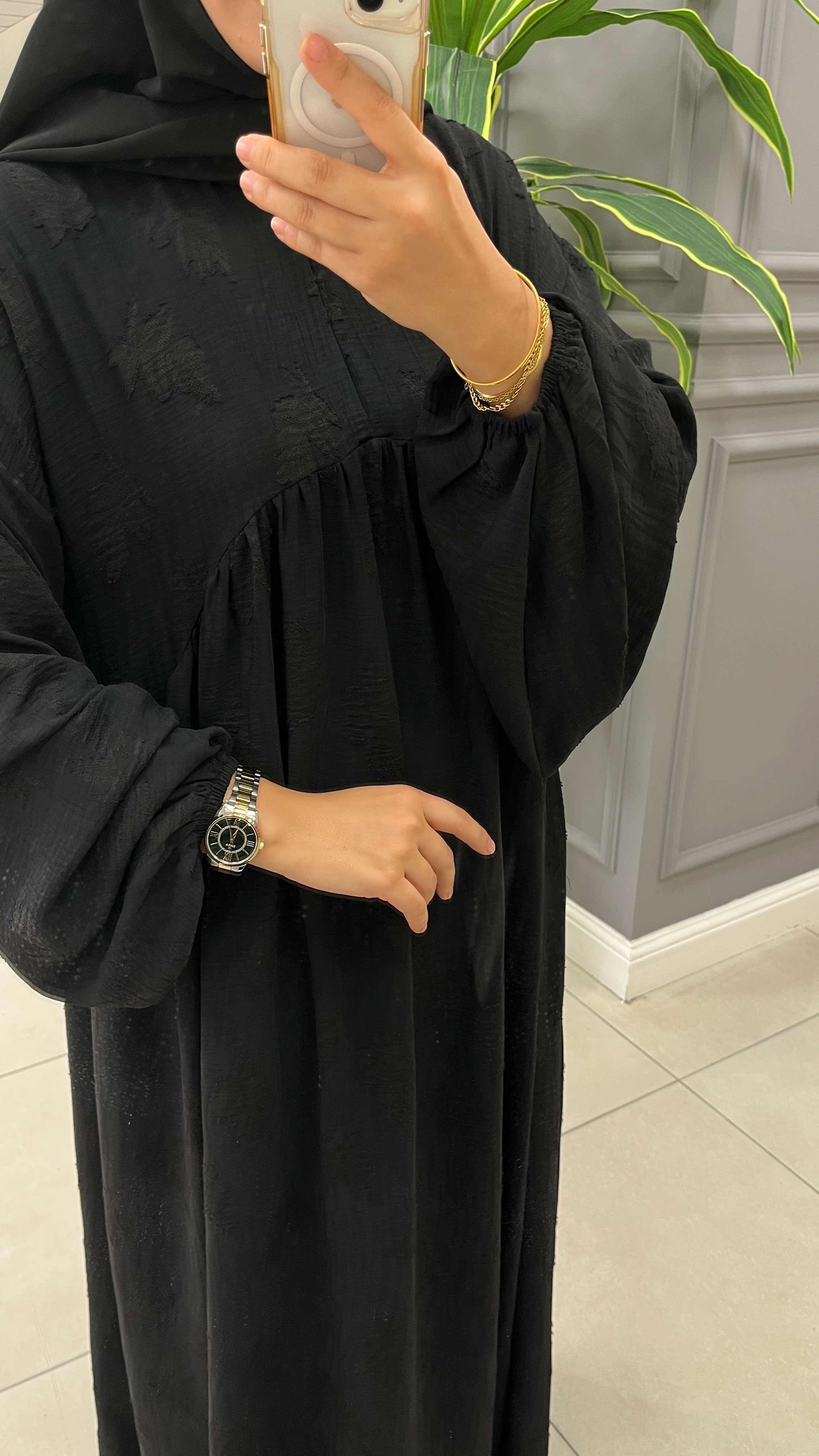 VERA DESENLİ ELBİSE SİYAH