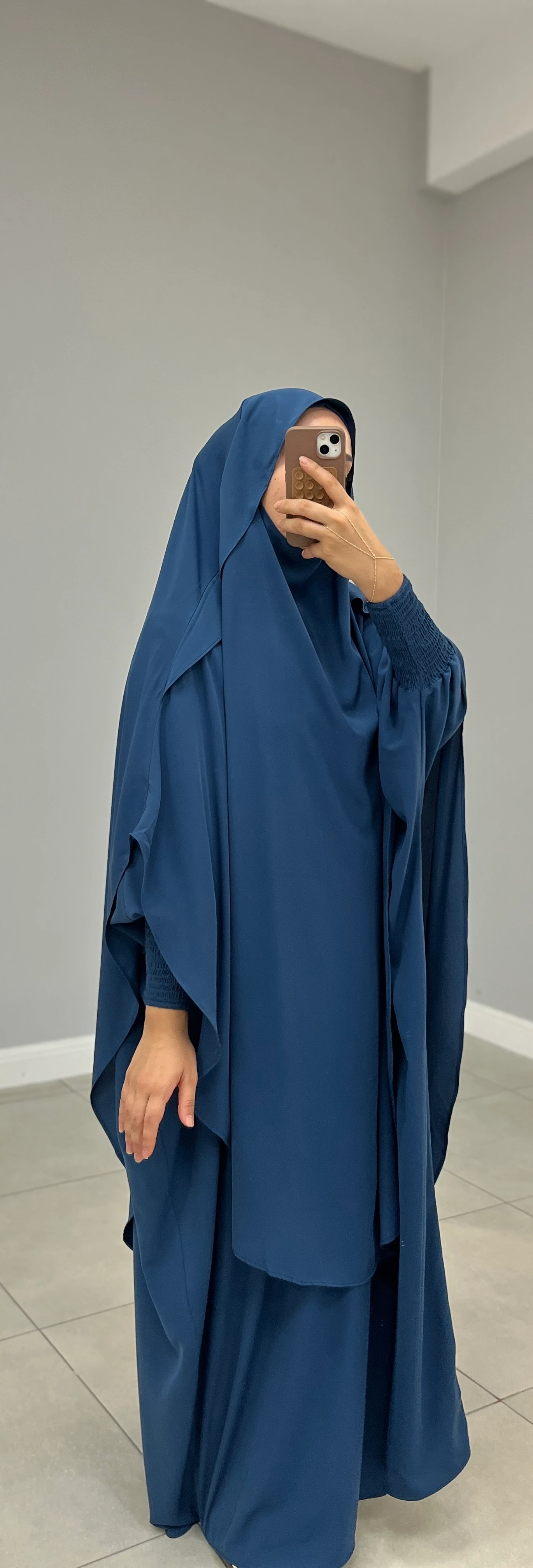 GÖLGELİ TAKVA SUFLE MEDİNE İPEĞİ MAVİ 