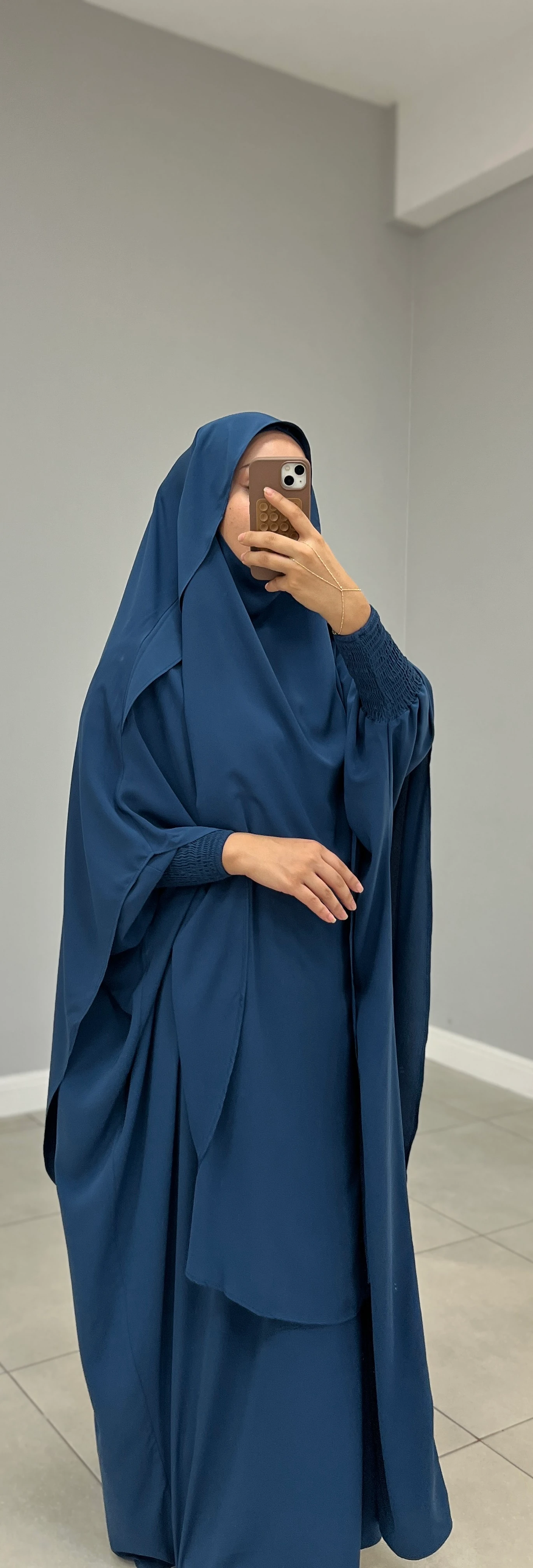 GÖLGELİ TAKVA SUFLE MEDİNE İPEĞİ MAVİ 