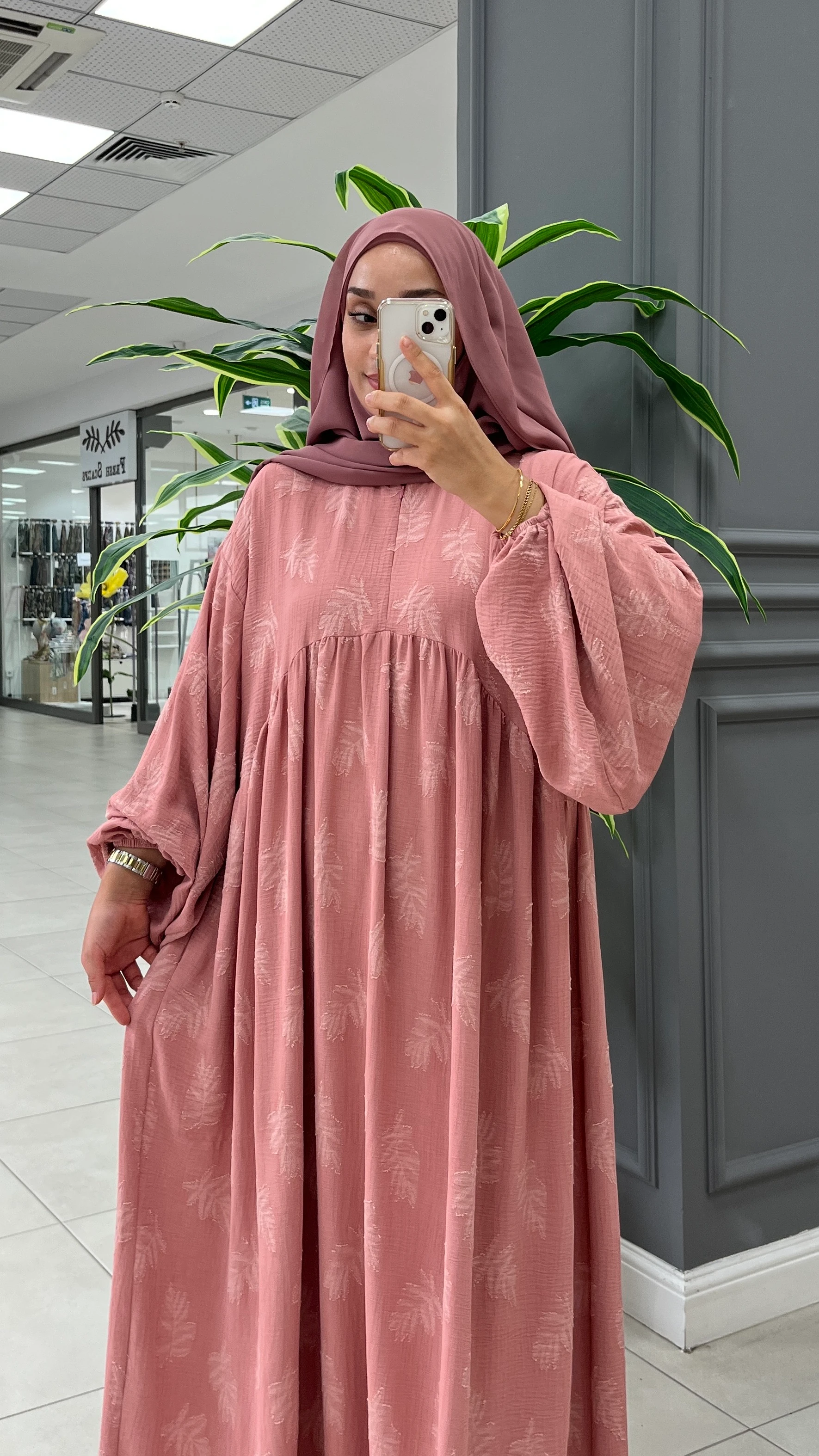 VERA DESENLİ ELBİSE PUDRA PEMBE