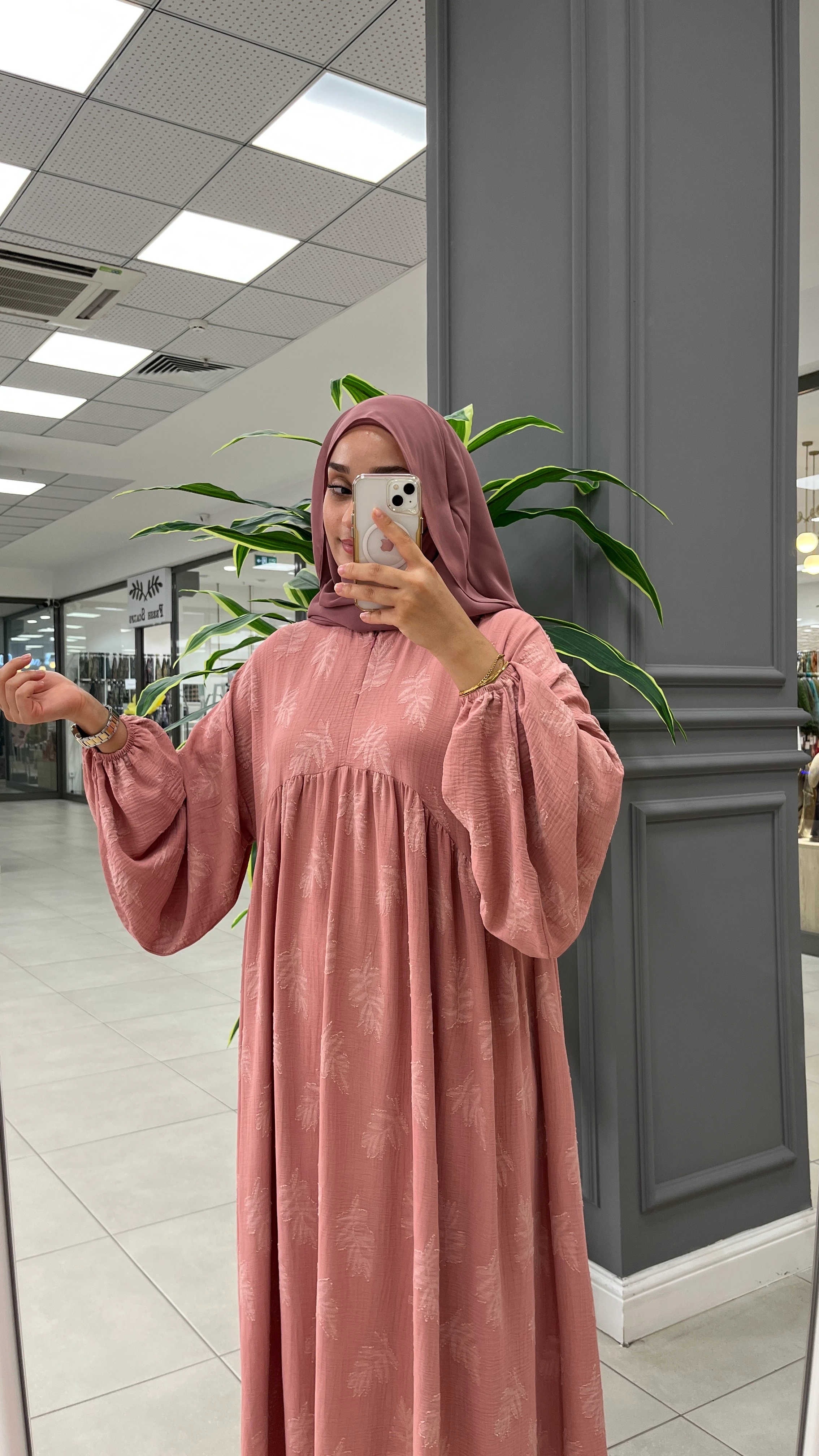 VERA DESENLİ ELBİSE PUDRA PEMBE