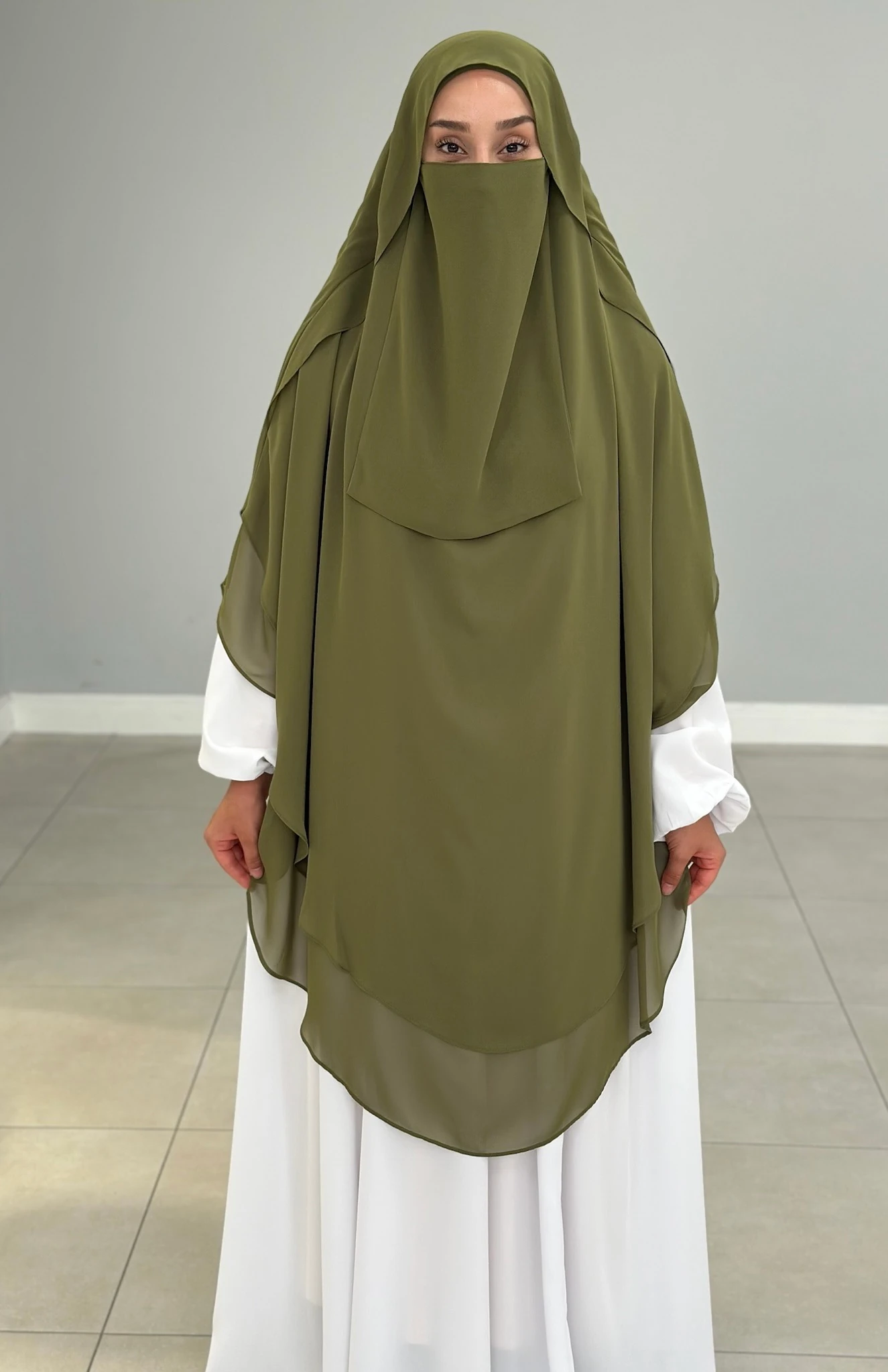 GÖLGELİ ŞİFON SUFLE UZUN YAĞ YEŞİLİ