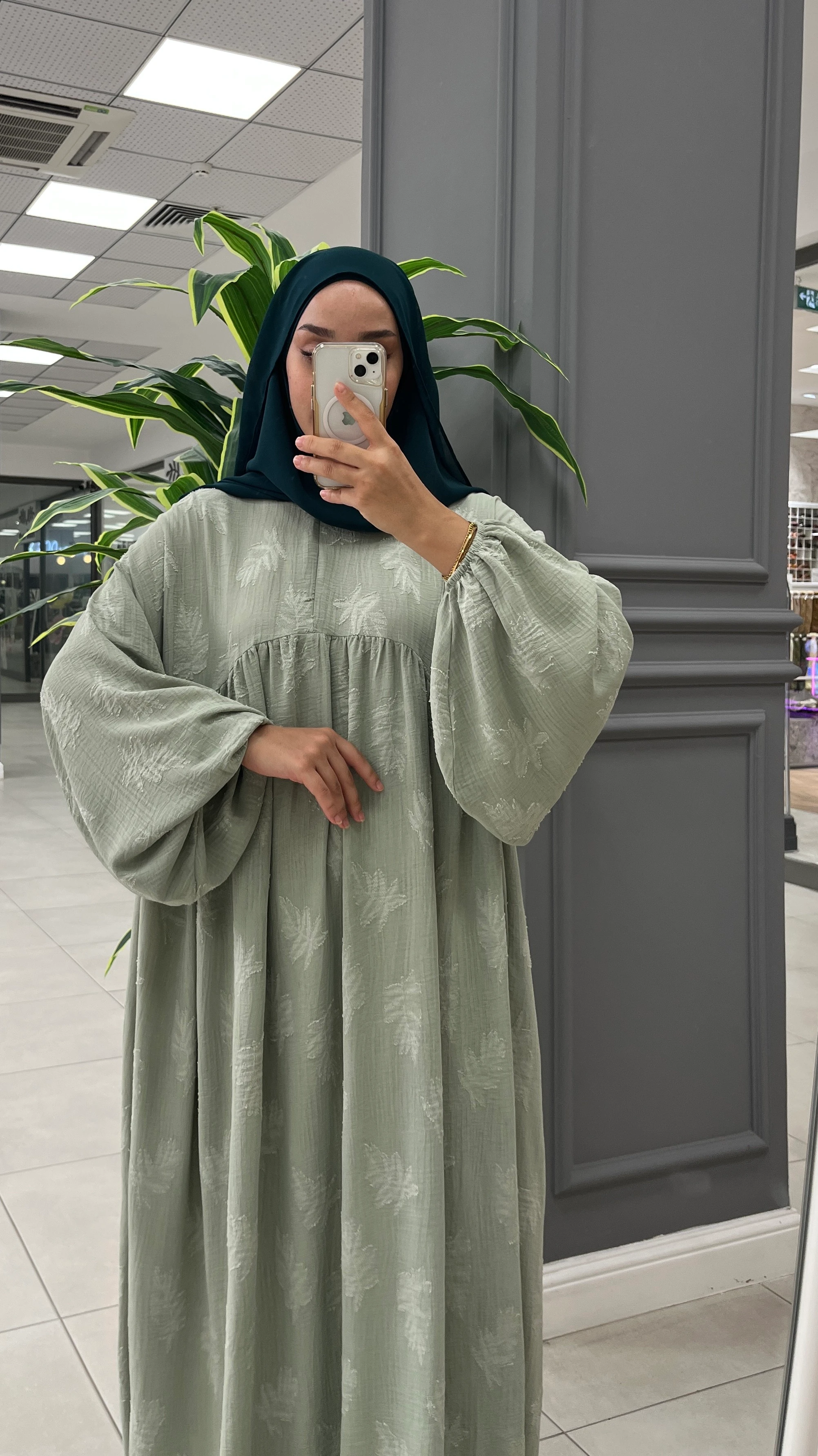 VERA DESENLİ ELBİSE SU YEŞİLİ