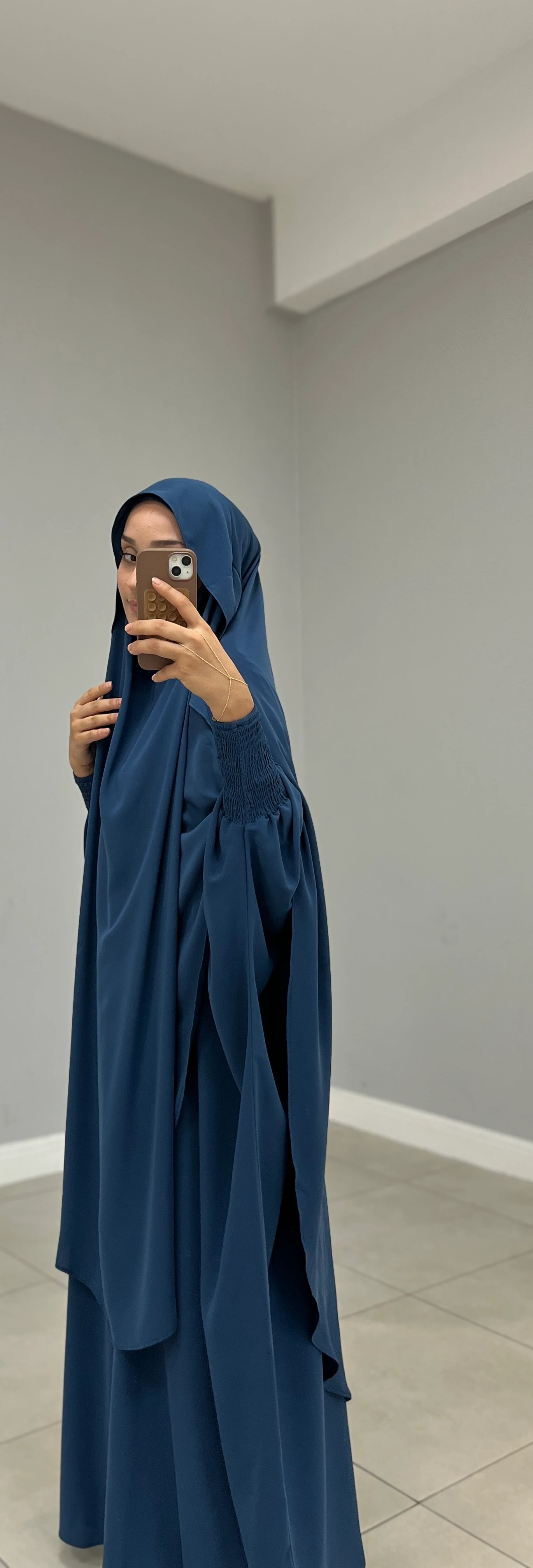 GÖLGELİ TAKVA SUFLE MEDİNE İPEĞİ MAVİ 