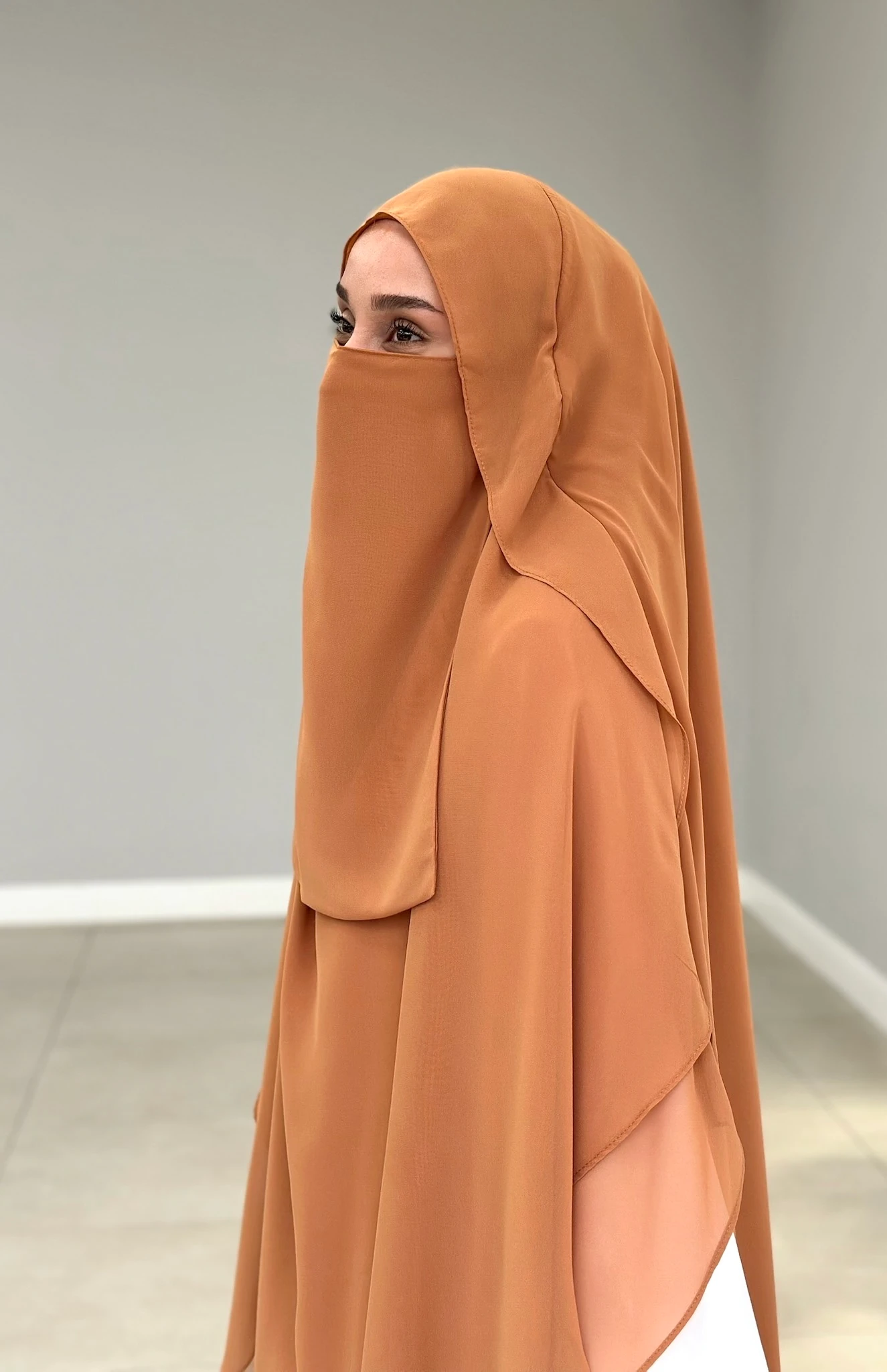 GÖLGELİ ŞİFON SUFLE UZUN ŞEFTALİ