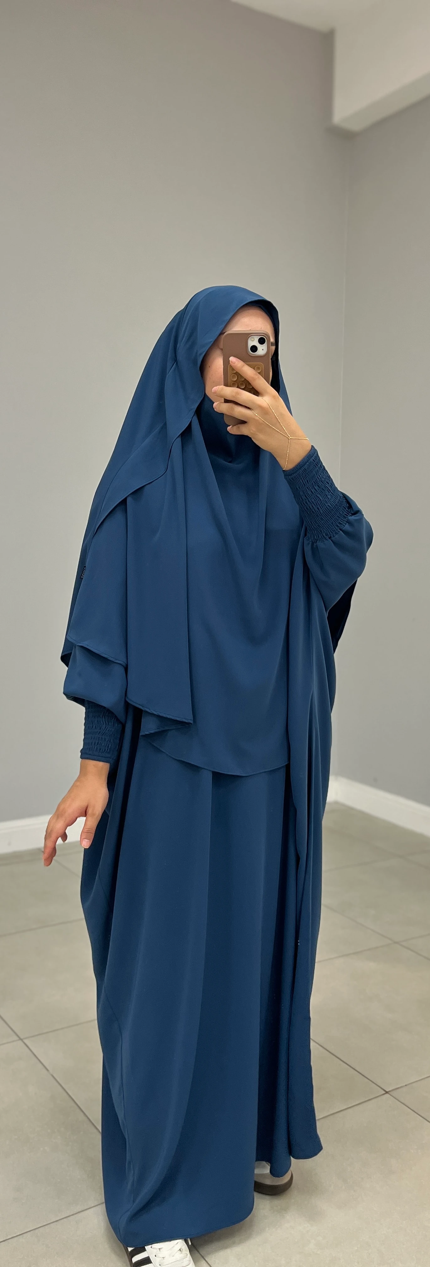 GÖLGELİ MEDİNE İPEĞİ SUFLE ORTA OVAL MAVİ