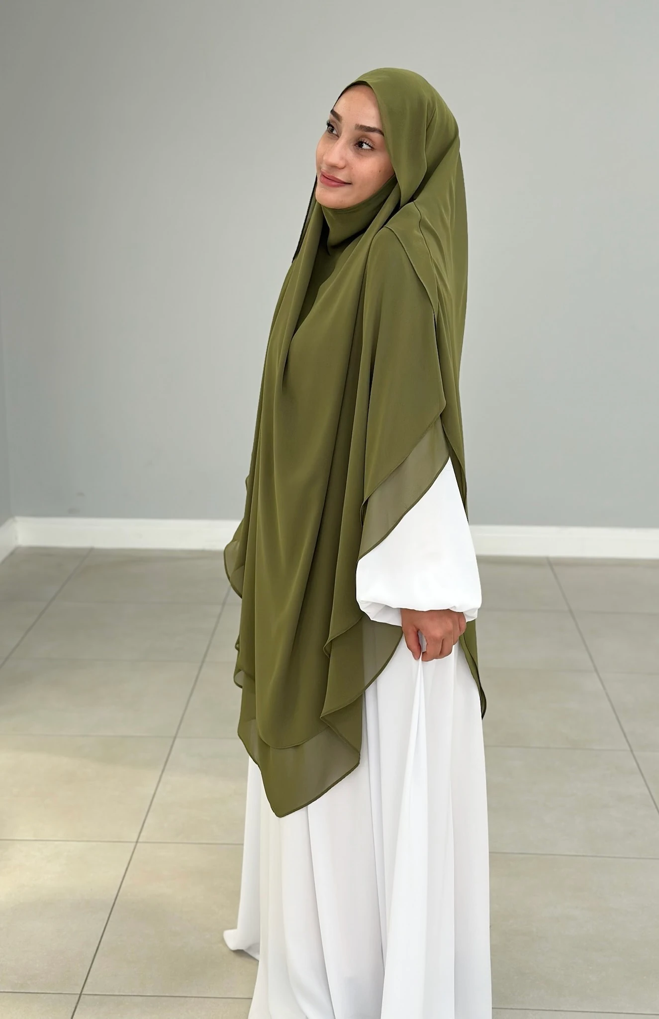 GÖLGELİ ŞİFON SUFLE UZUN YAĞ YEŞİLİ