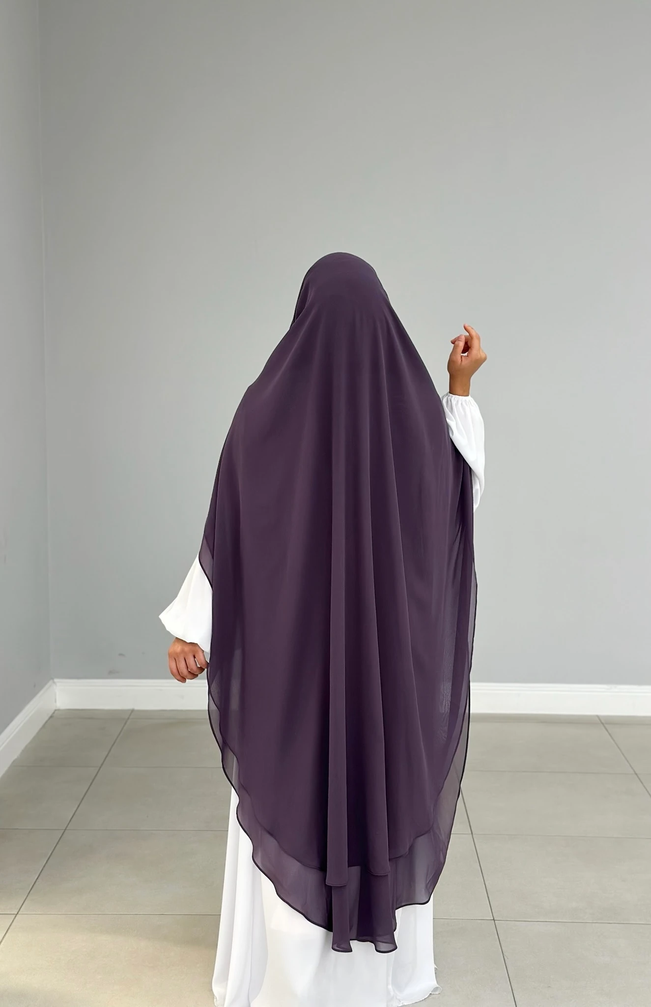 GÖLGELİ ŞİFON SUFLE UZUN MOR 