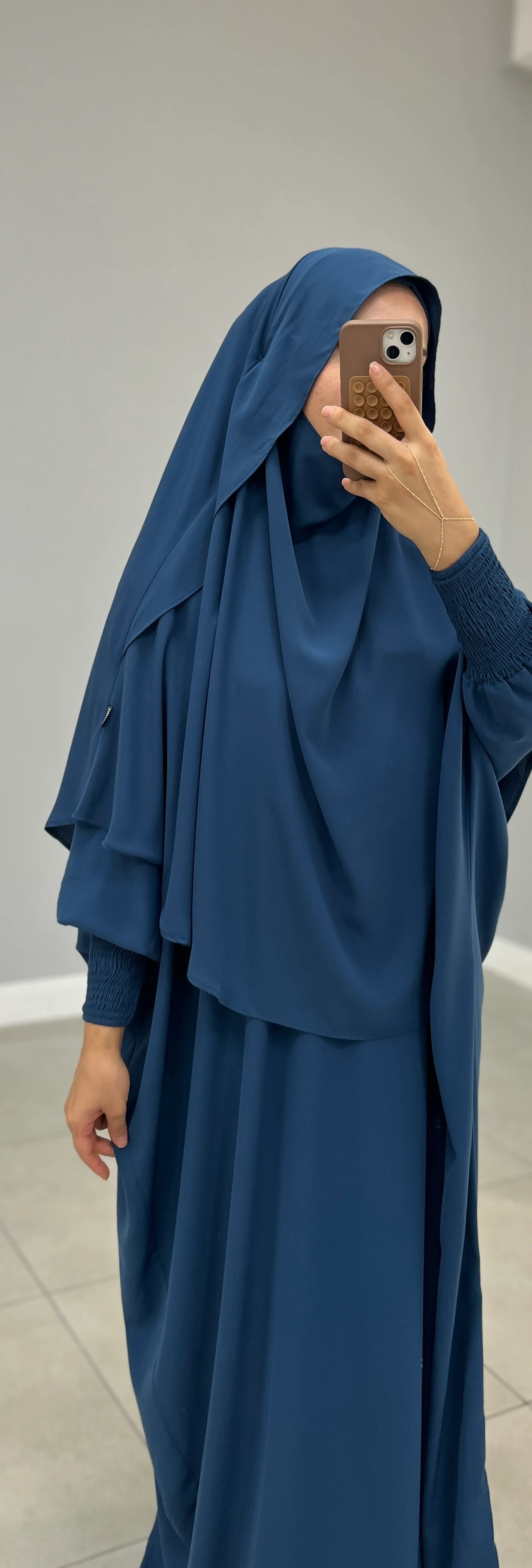 GÖLGELİ MEDİNE İPEĞİ SUFLE ORTA OVAL MAVİ