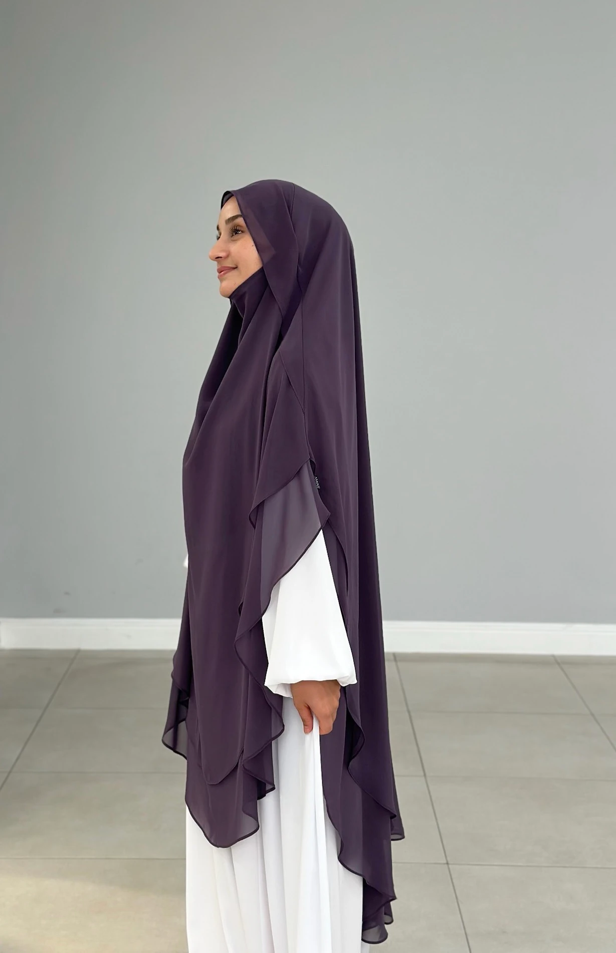 GÖLGELİ ŞİFON SUFLE UZUN MOR 