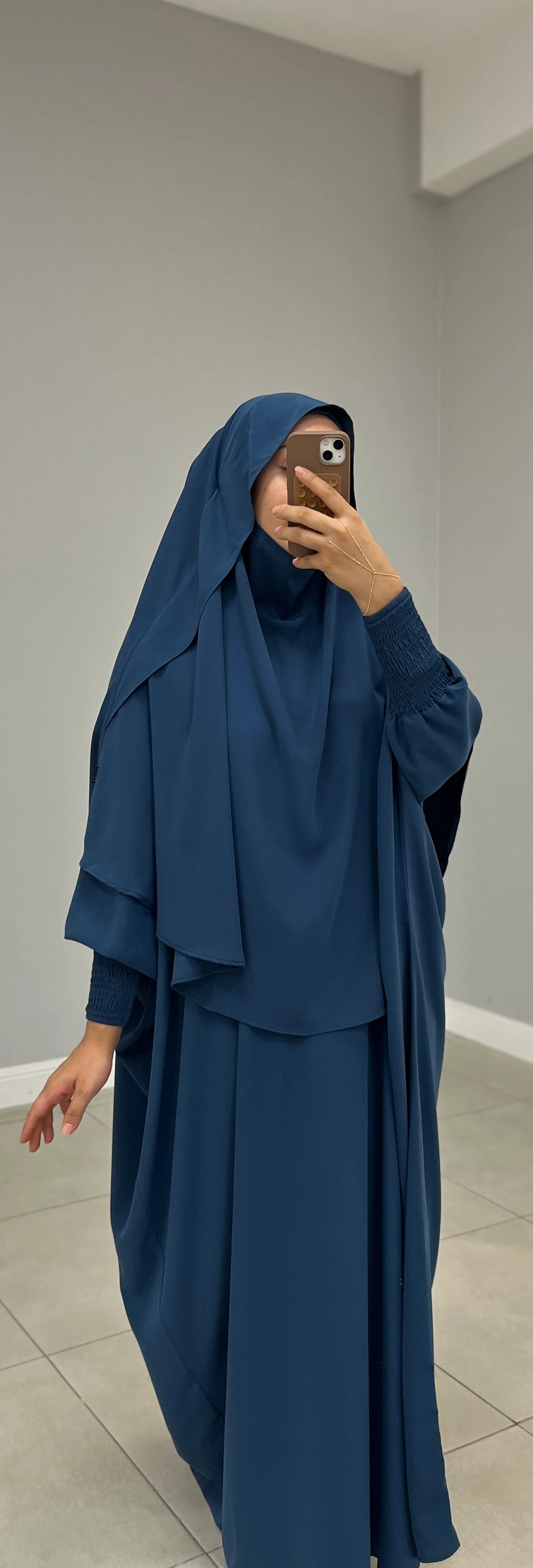 GÖLGELİ MEDİNE İPEĞİ SUFLE ORTA OVAL MAVİ