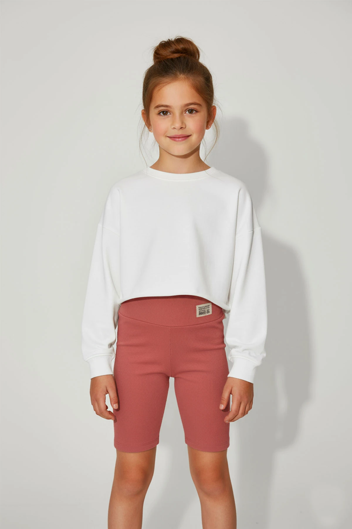 Kız Çocuk 5 - 8 Yaş Esnek Fitilli Biker Kısa Tayt - 623076