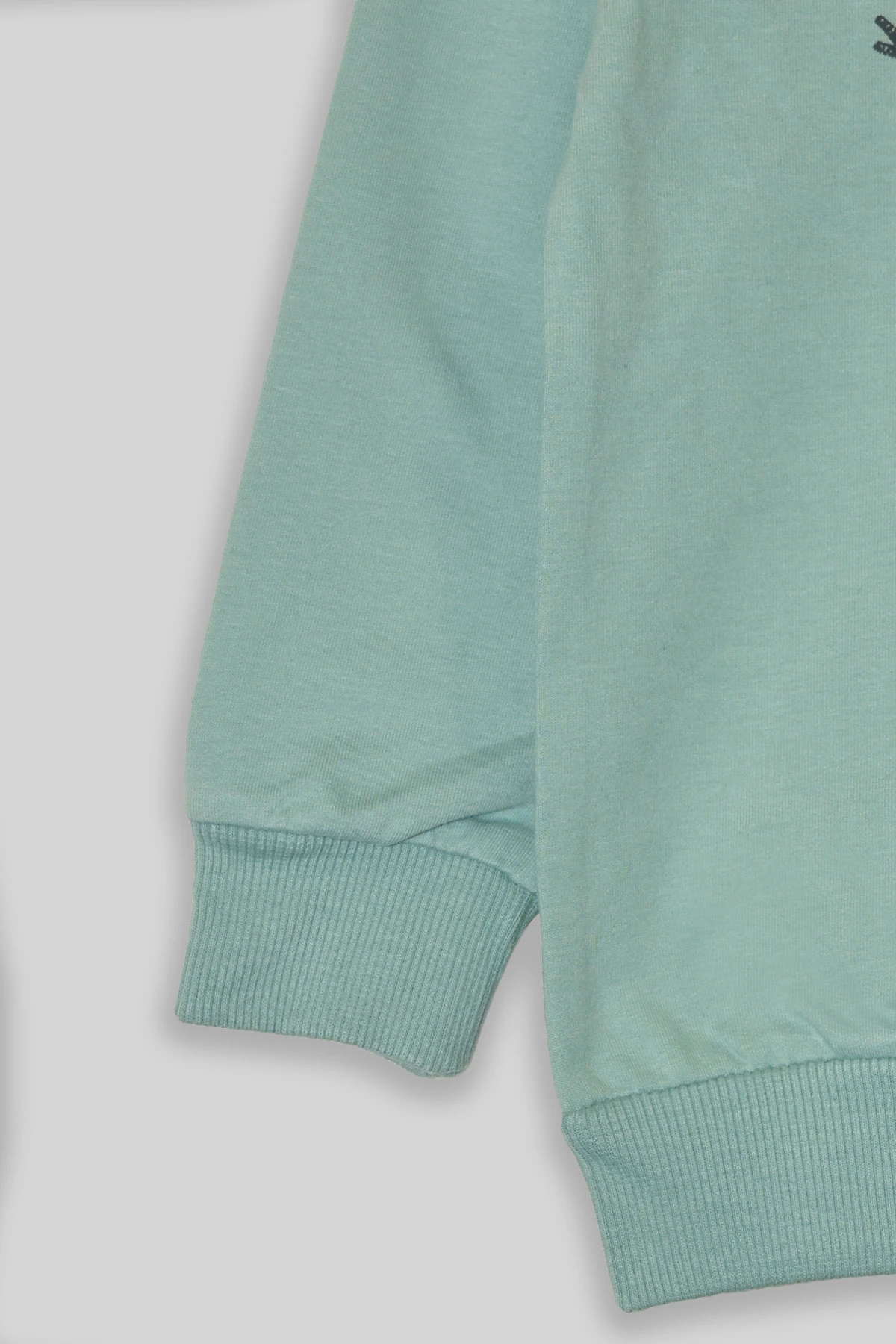 Kız Çocuk %100 Organik Pamuk Bitki Baskılı Yumuşacık Trend Eşofman Takımı - 1008 - Mint