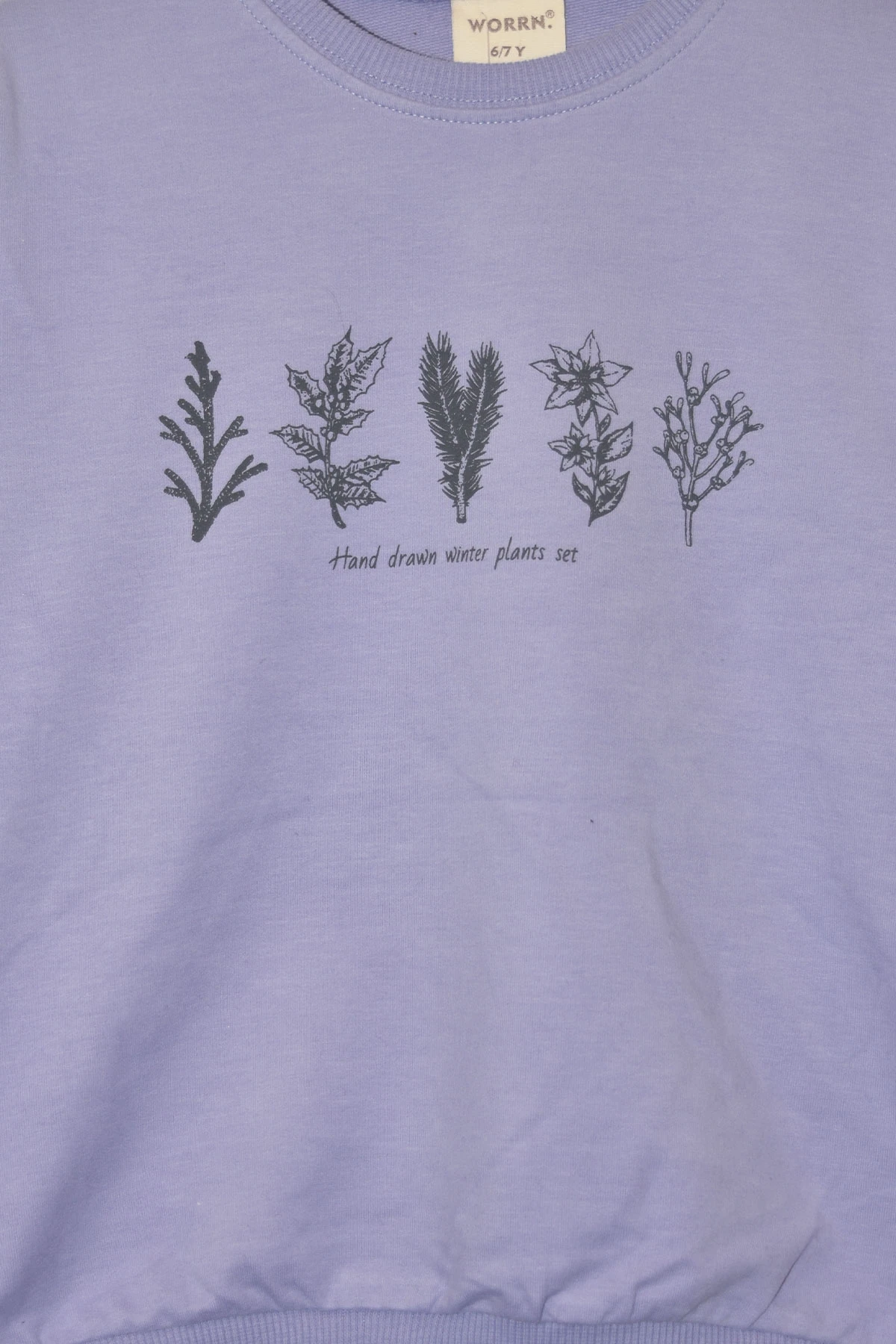 Kız Çocuk %100 Organik Pamuk Bitki Baskılı Yumuşacık Trend Eşofman Takımı - 1008 - Mor