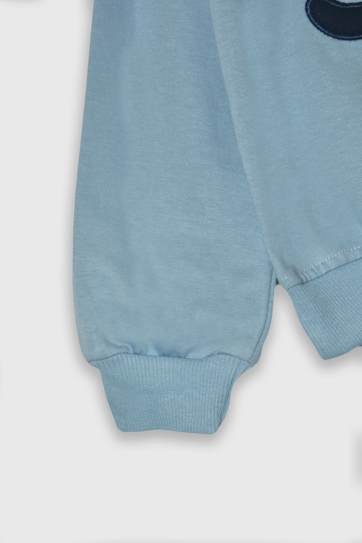 Erkek Çocuk %100 Pamuk Dinozor Nakışlı Sweatshirt 2145-1 - Laci-Mavi