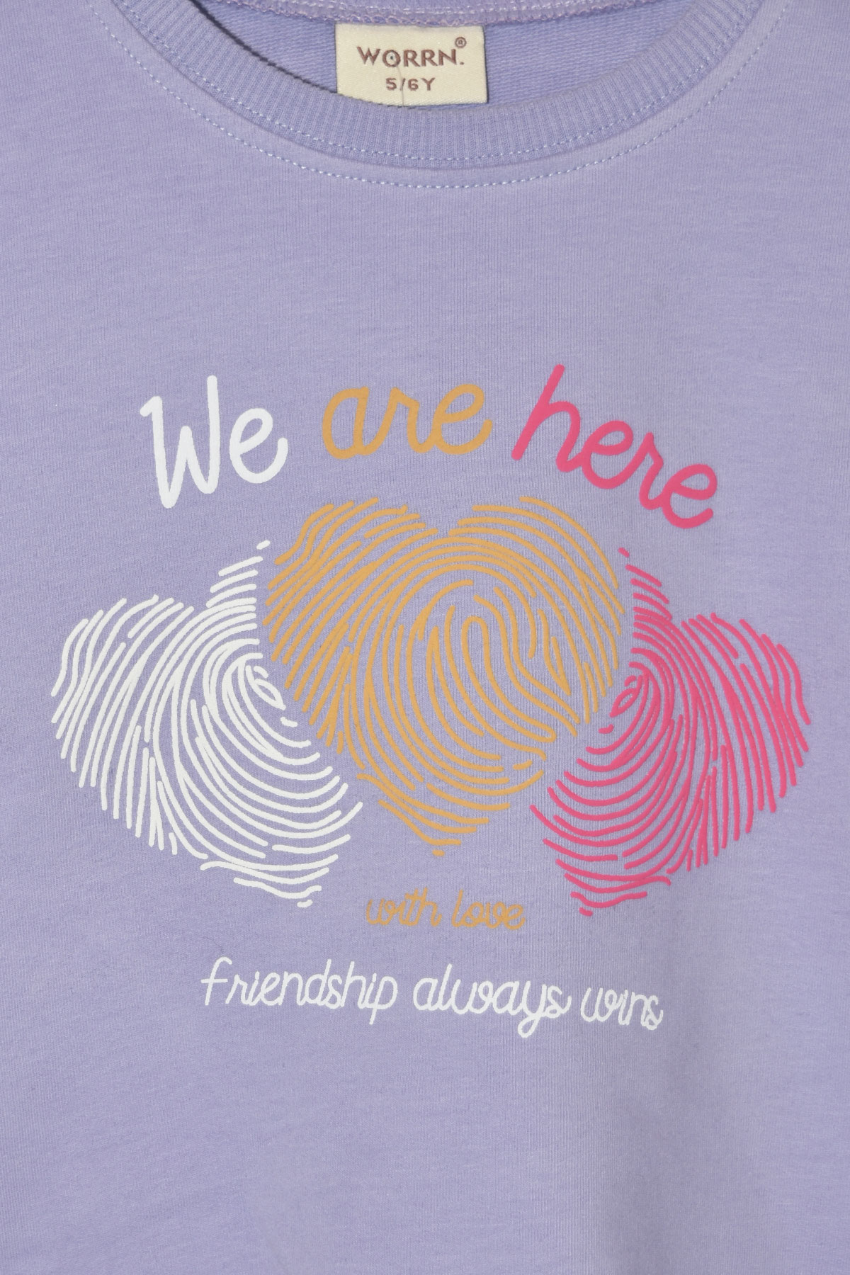 Kız Çocuk %100 Pamuk Kalp Desenli Bisiklet Yaka Trend Sweatshirt - 1022S