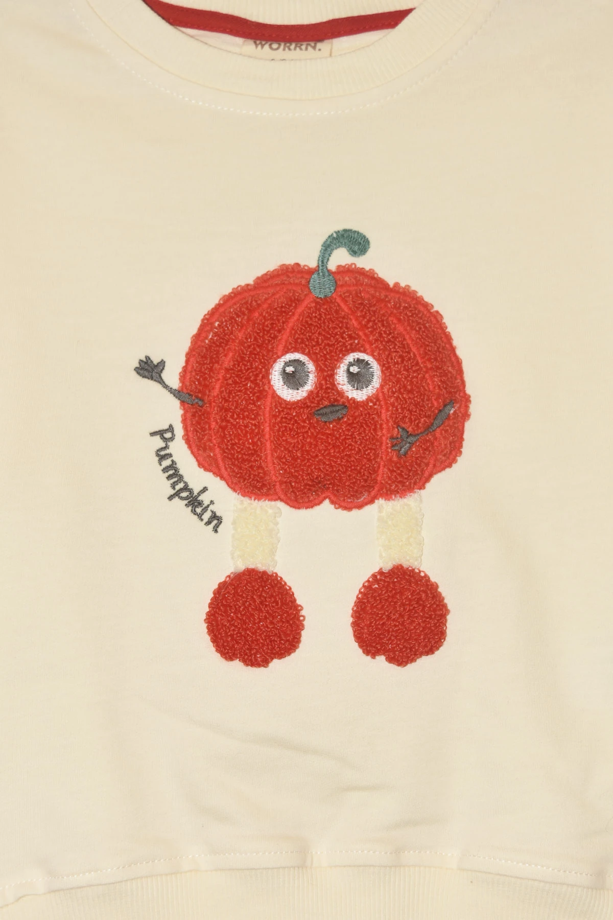 Erkek Çocuk %100 Pamuk Kabak Nakış Süzeneli Paça Lastikli Takım - 2150 - Turuncu