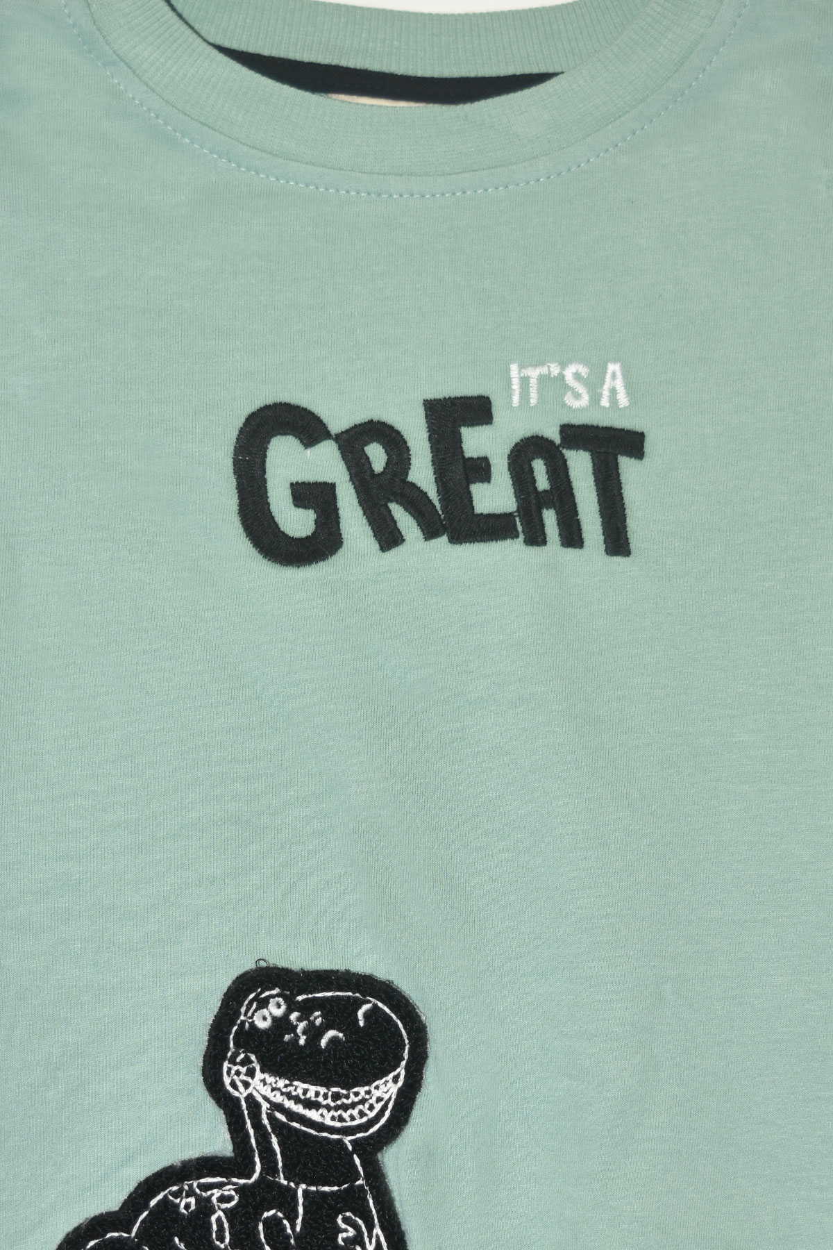 Erkek Çocuk %100 Pamuk Great Nakışlı Trex Süzeneli Paça Lastikli Takım - 2144