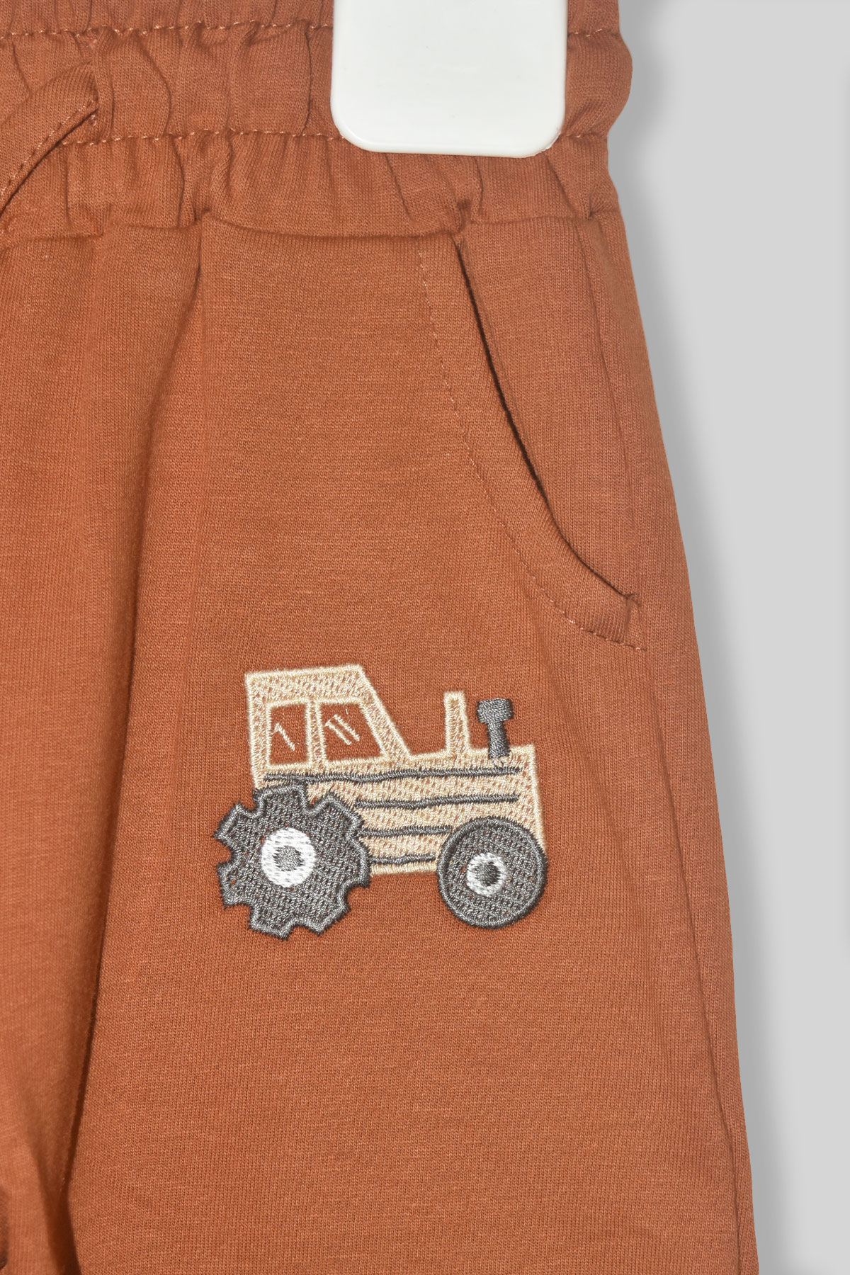 Erkek Çocuk %100 Pamuk Traktör Nakış Süzeneli Trend Eşofman Takım - 2151 - Kahverengi
