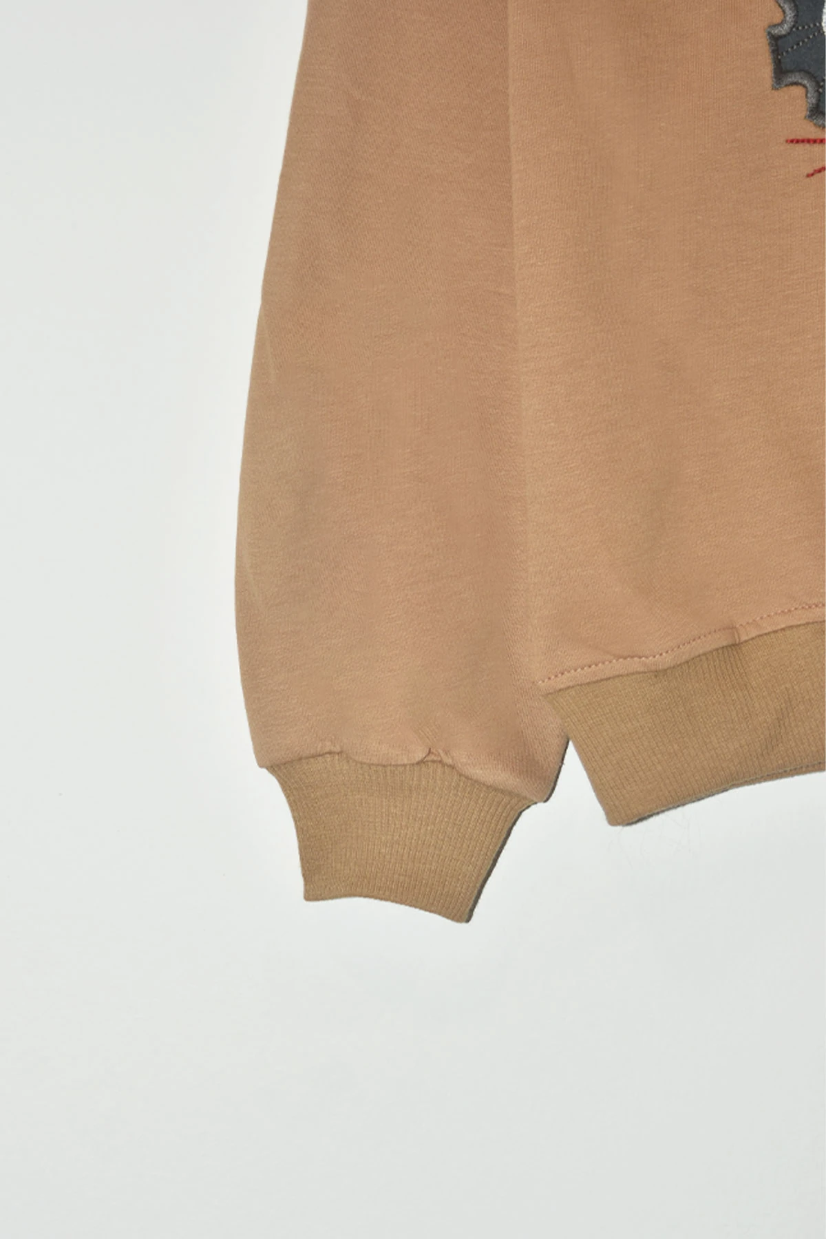 Erkek Çocuk %100 Pamuk Traktör Nakış Süzeneli Sweatshirt 2151-1 - Kahverengi