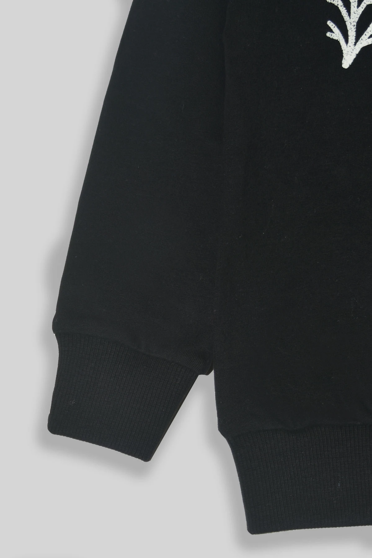 Erkek Çocuk %100 Organik Pamuk Bitki Baskılı Yumuşacık Trend Eşofman Takımı - 1008 - Siyah