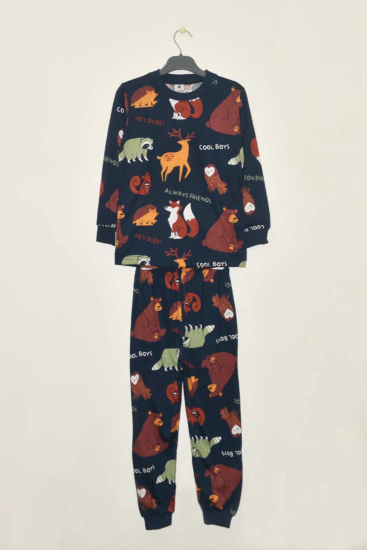 Kız Erkek Çocuk Desenli Pamuklu Rahat Pijama Takımı - 1040