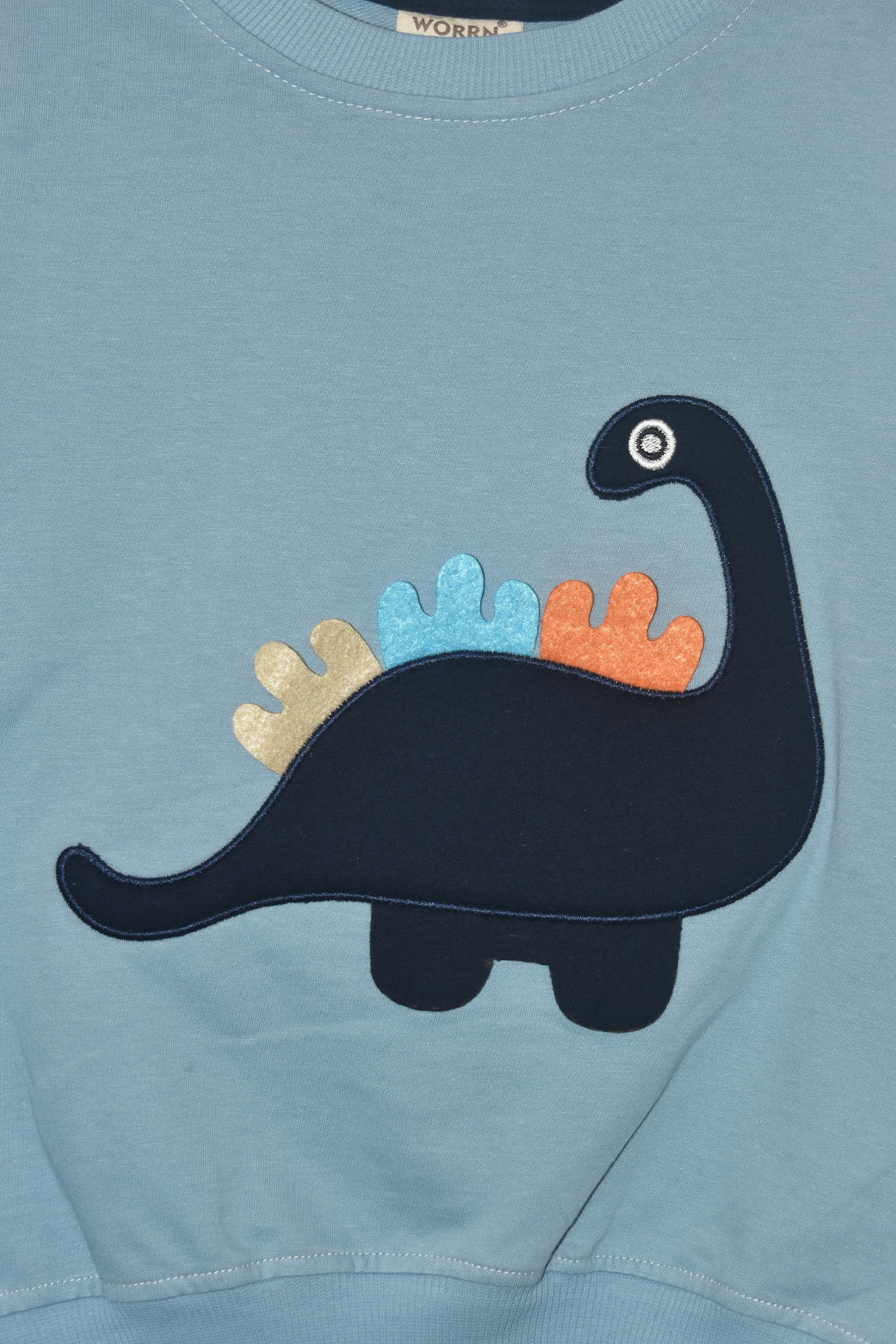 Erkek Çocuk %100 Pamuk Dinozor Nakışlı Sweatshirt 2145-1 - Laci-Mavi