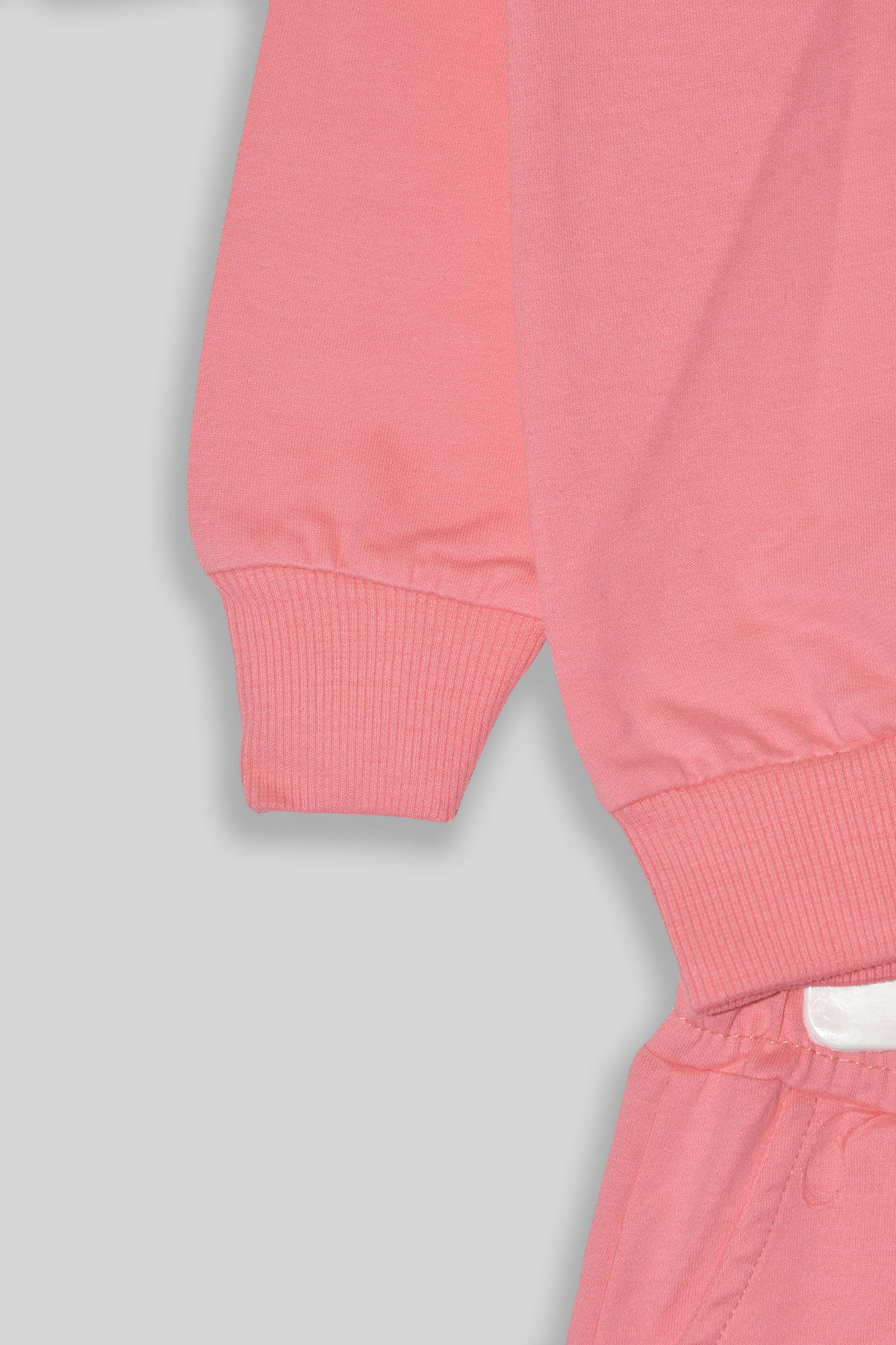 Kız Çocuk %100 Organik Pamuk Bitki Baskılı Yumuşacık Trend Eşofman Takımı - 1008 - Pudra