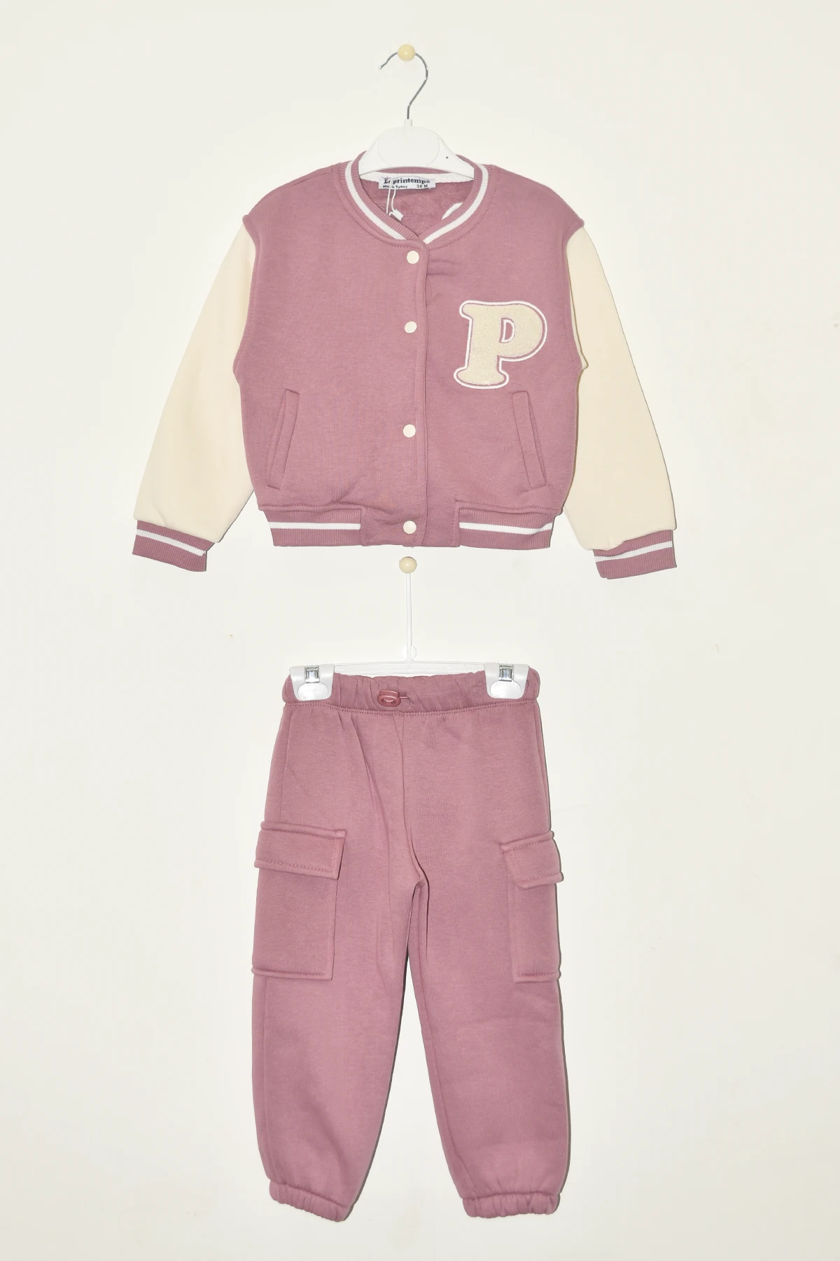 Kız Çocuk Nakışlı Kargo Cepli Kolej Montlu 2 li Takım - MCS 35