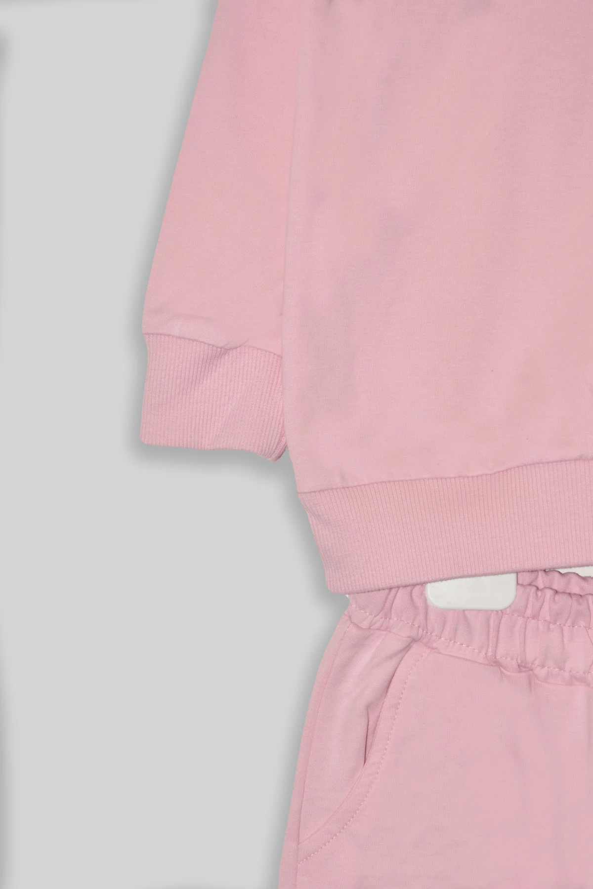 Kız Çocuk %100 Organik Pamuk Bitki Baskılı Yumuşacık Trend Eşofman Takımı - 1008 - Pembe