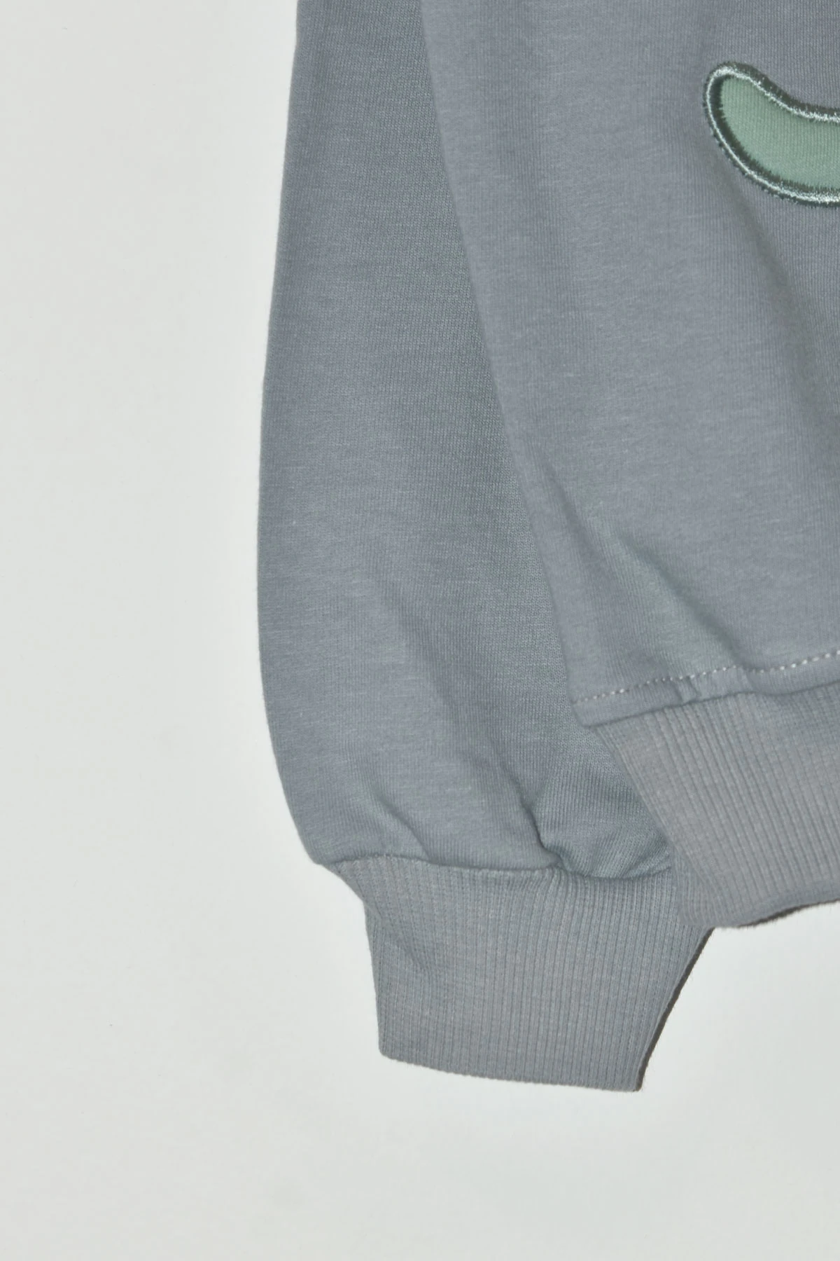 Erkek Çocuk %100 Pamuk Dinozor Nakışlı Sweatshirt 2145-1 - Gri Yeşil