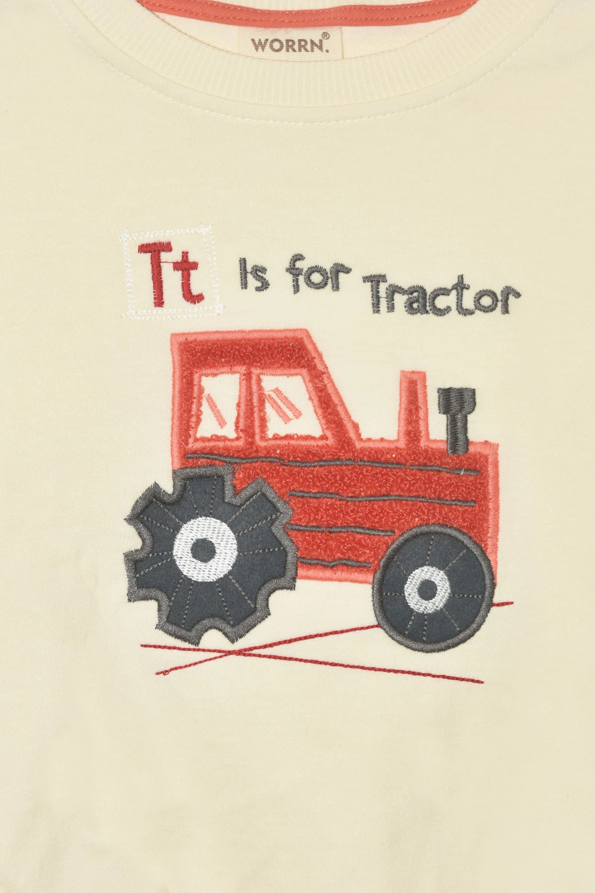 Erkek Çocuk %100 Pamuk Traktör Nakış Süzeneli Sweatshirt 2151-1 - Bej